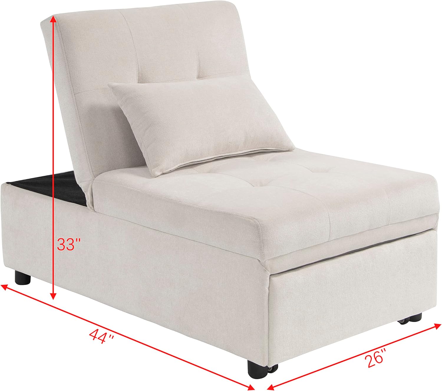 OUWI Folding Ottoman, Modern Sleeper Sofa Bed, 4-in-1 Function, Very Suitable for Ottoman, Chair, Sofa Bed, and Small Space Living as a Lounge Chair (Beige)