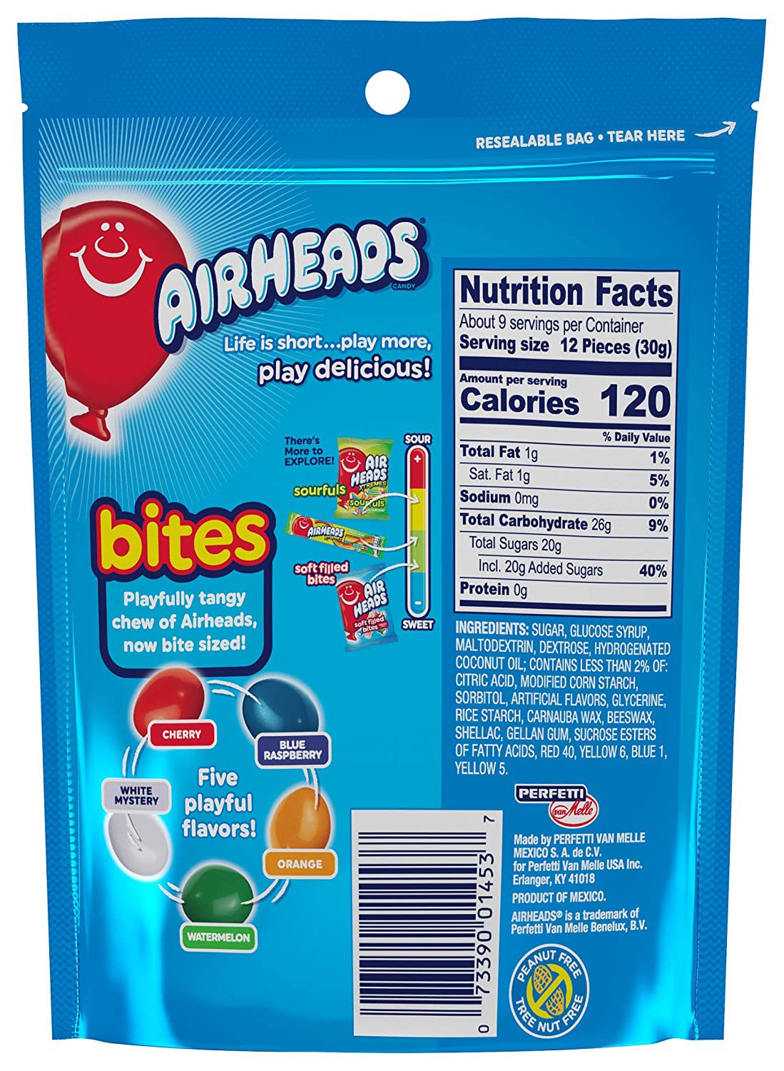 AirHeads Chewy Bites Resealable Bag 9oz (Fruit Bites)