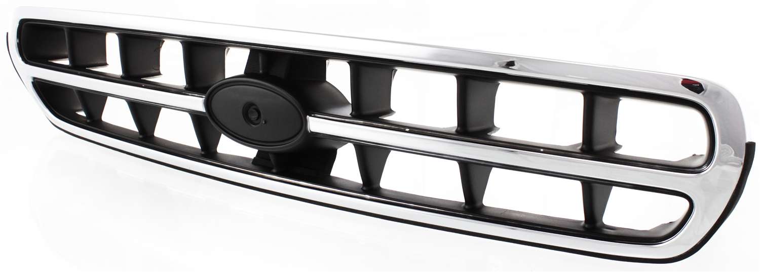 Grille Assembly Compatible With 2000-2002 Subaru Outback Chrome Shell with Painted Black Insert