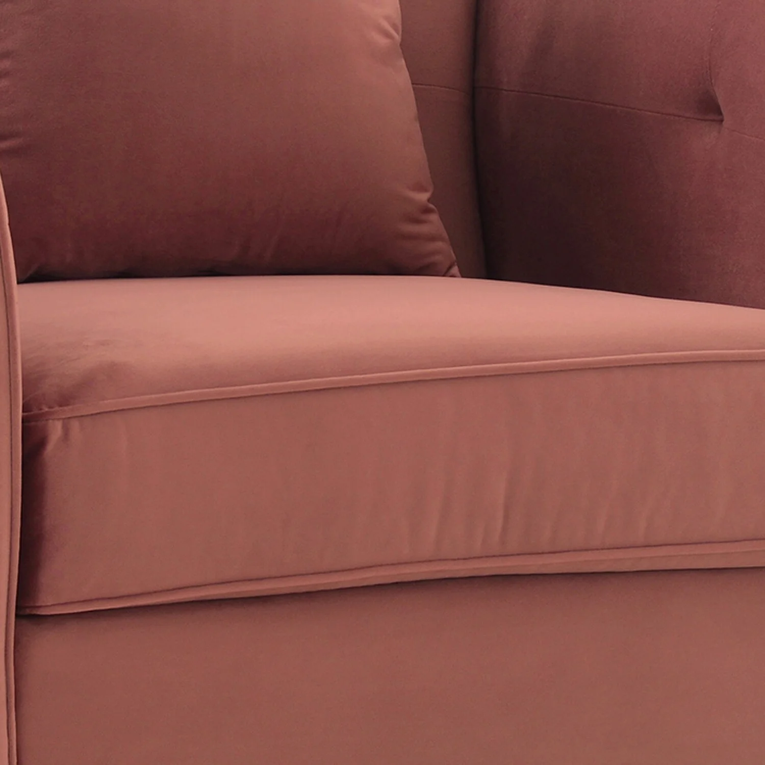 Benjara Everest Blush Fabric Upholstered Sofa Accent Chair with Brushed Gold Legs