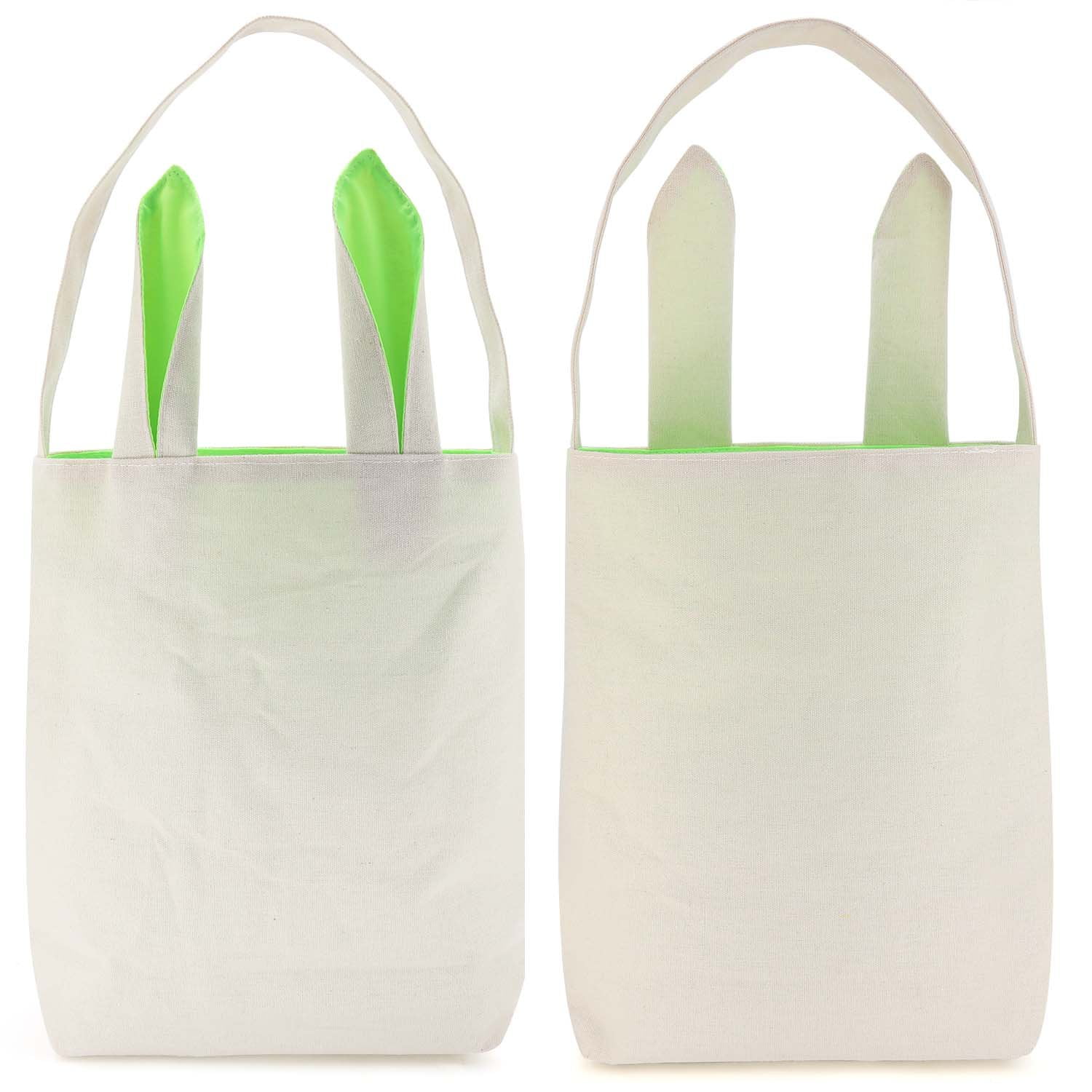 Easter Bunny Bag for Egg Hunts. Easter Basket Tote Handbag, Dual Layer Bunny Ears Design with Jute Cloth Material, Easter Party, Event. 10