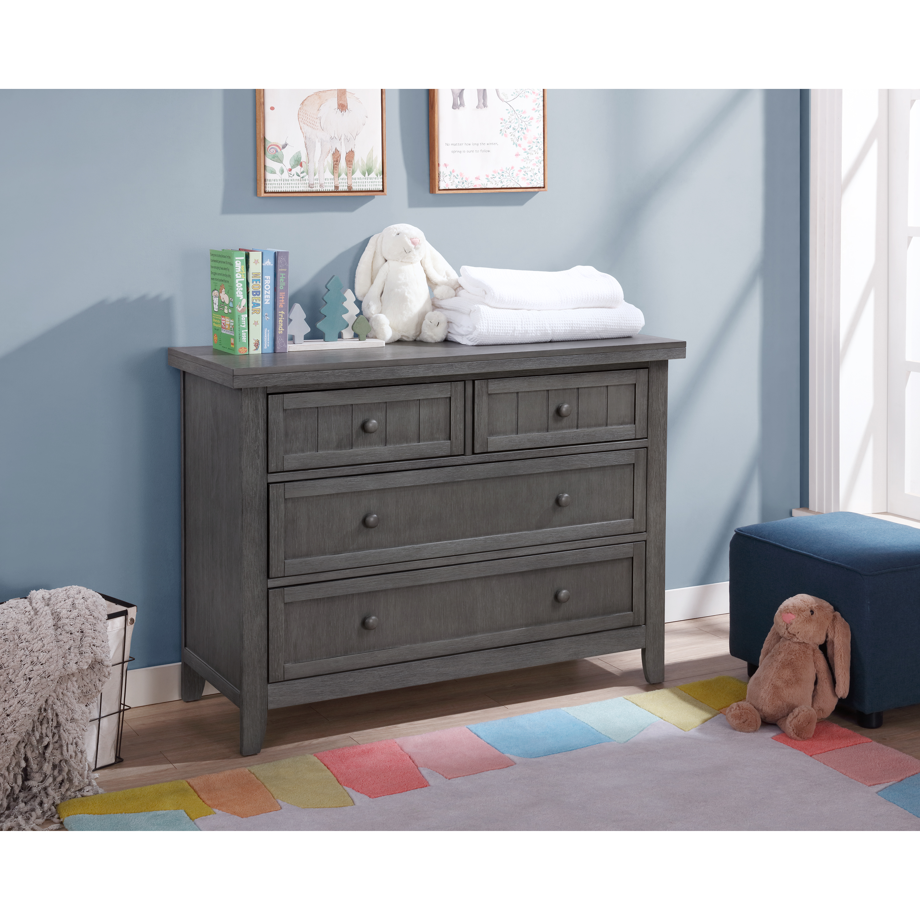 Dream On Me Maple Double Dresser In Weathered Grey, Model #598-WGREY