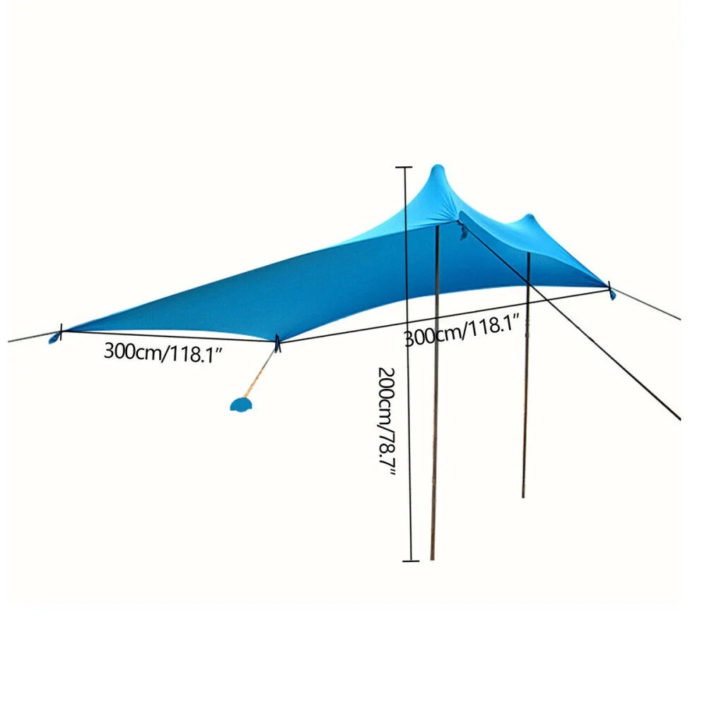 ECUTEE 10 x 10 ft Beach Tent Sun Shelter Wind Resistant Portable Pop Up Beach Canopy Tent with Pole Anchor and Stability Poles