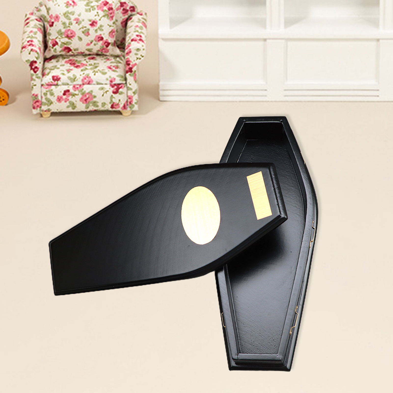 Skindy Wooden Fairy Dollhouse Coffins Model - DIY Mini Furniture Accessory for Micro Landscape, 1/12 Scale, Decoration