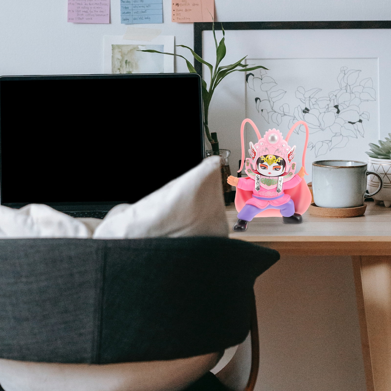 Pink Set of 5 Ornament Beijing Opera Doll Statue Color Box Child