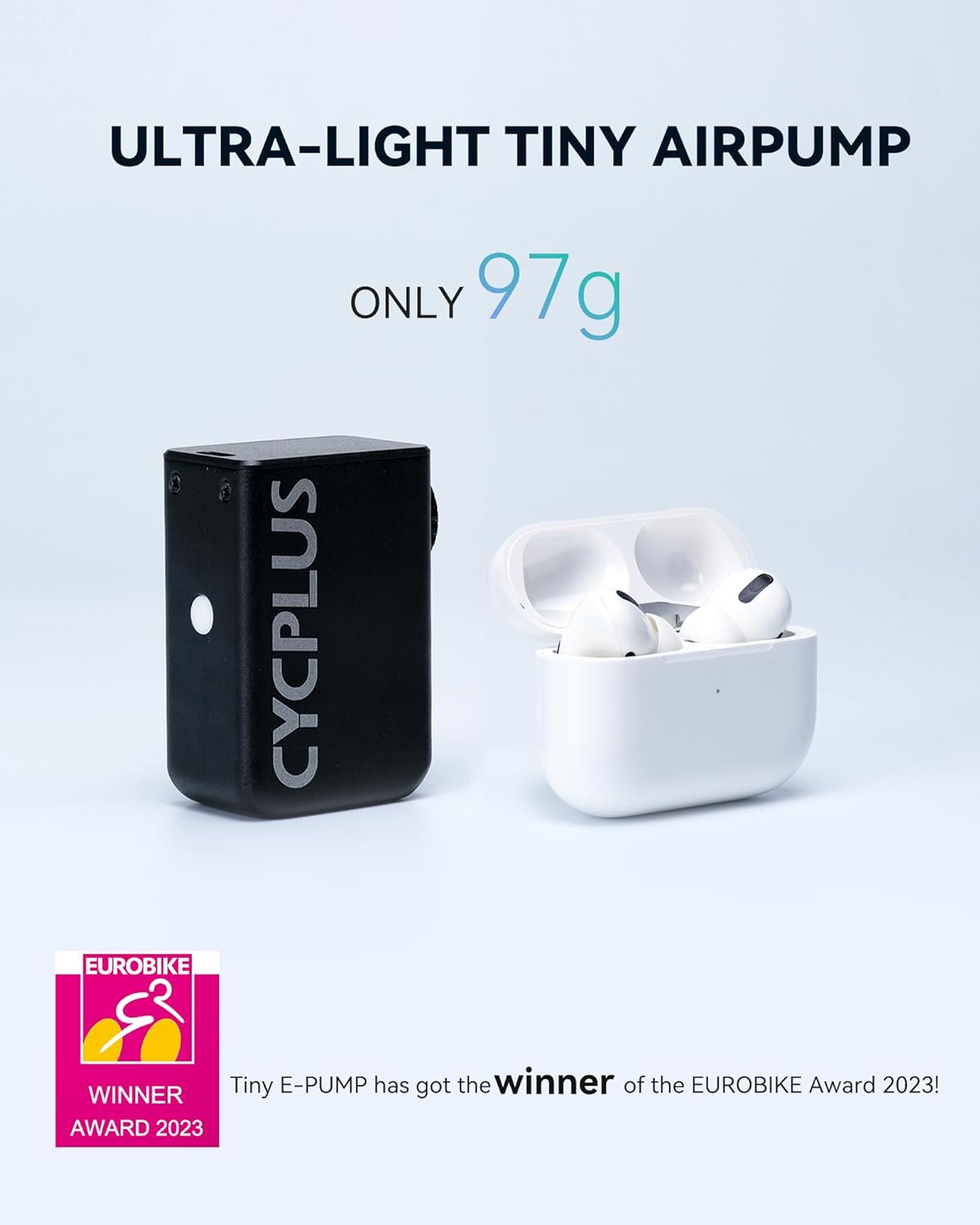 OUWI Tiny Pump Bike Pump Portable Ultra-Mini 100PSI Electric Bicycle Pump Type-C Rechargeable Battery(Winner of The EUROBIKE Award 2023)