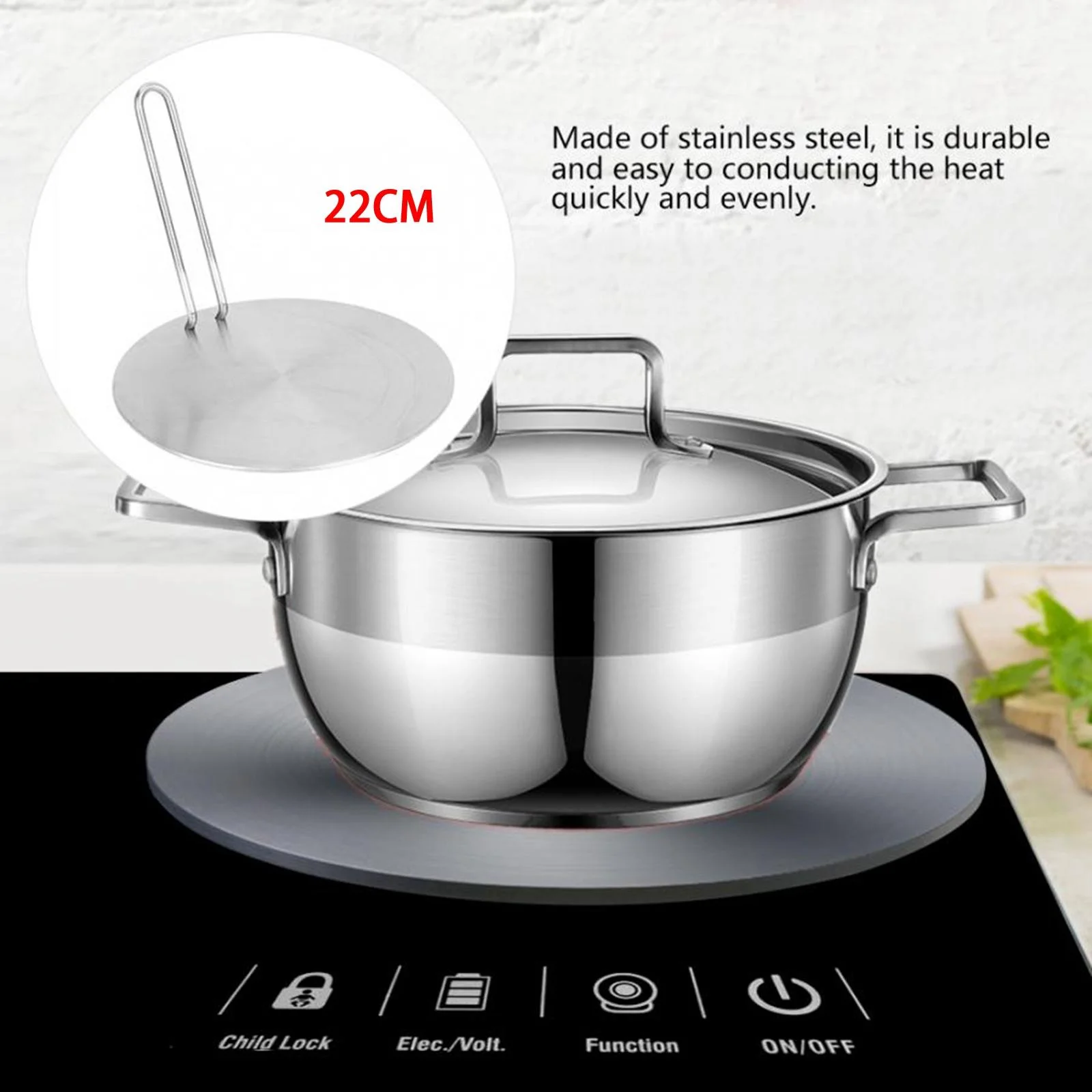 Induction Plate Stainless Steel Induction Cooktop Glass Diffuser Adapter Plate 22cm