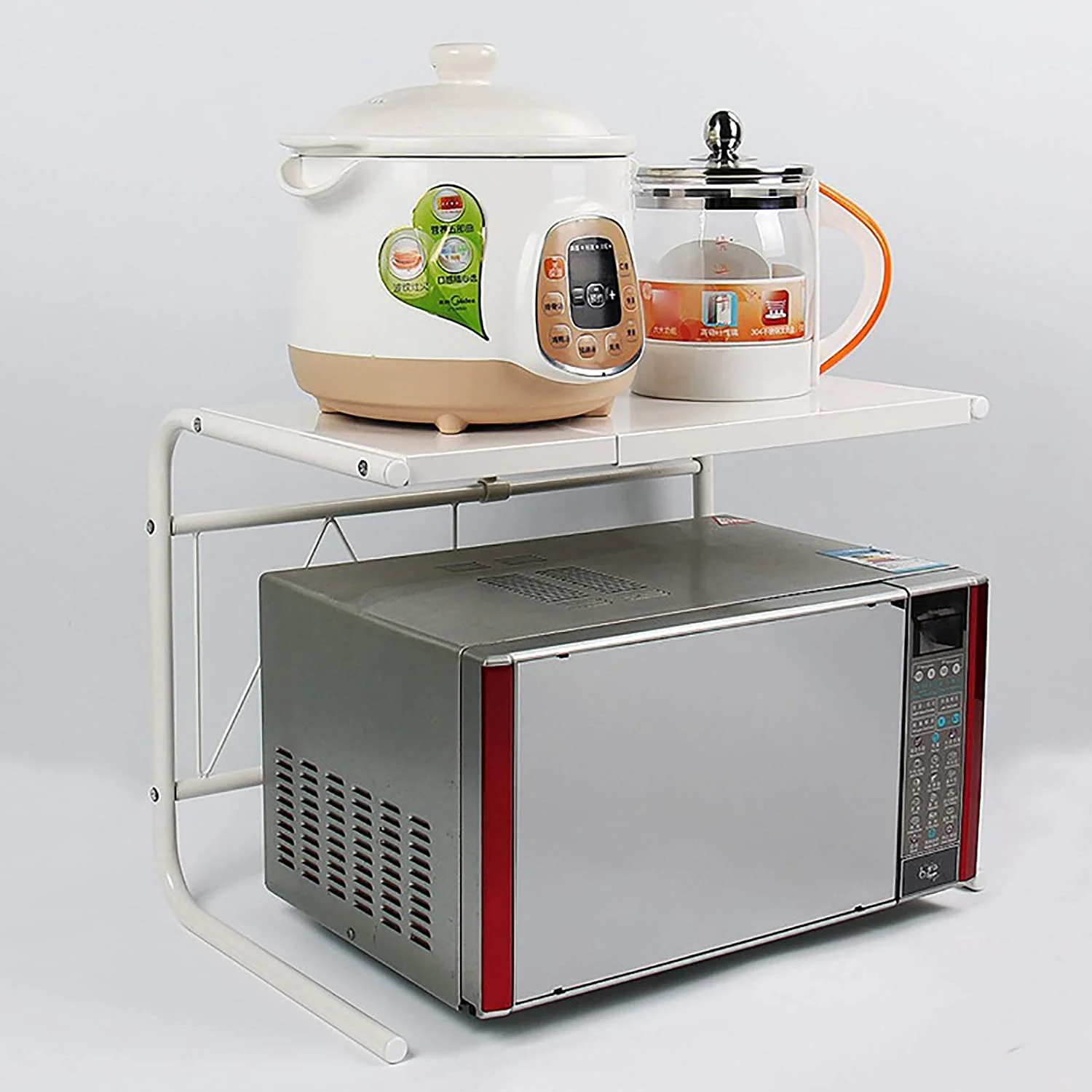 Fetcoi, Microwave Oven Rack, Microwave Shelf for Kitchen Materials Storage Microwave Stand Kitchen Shelf