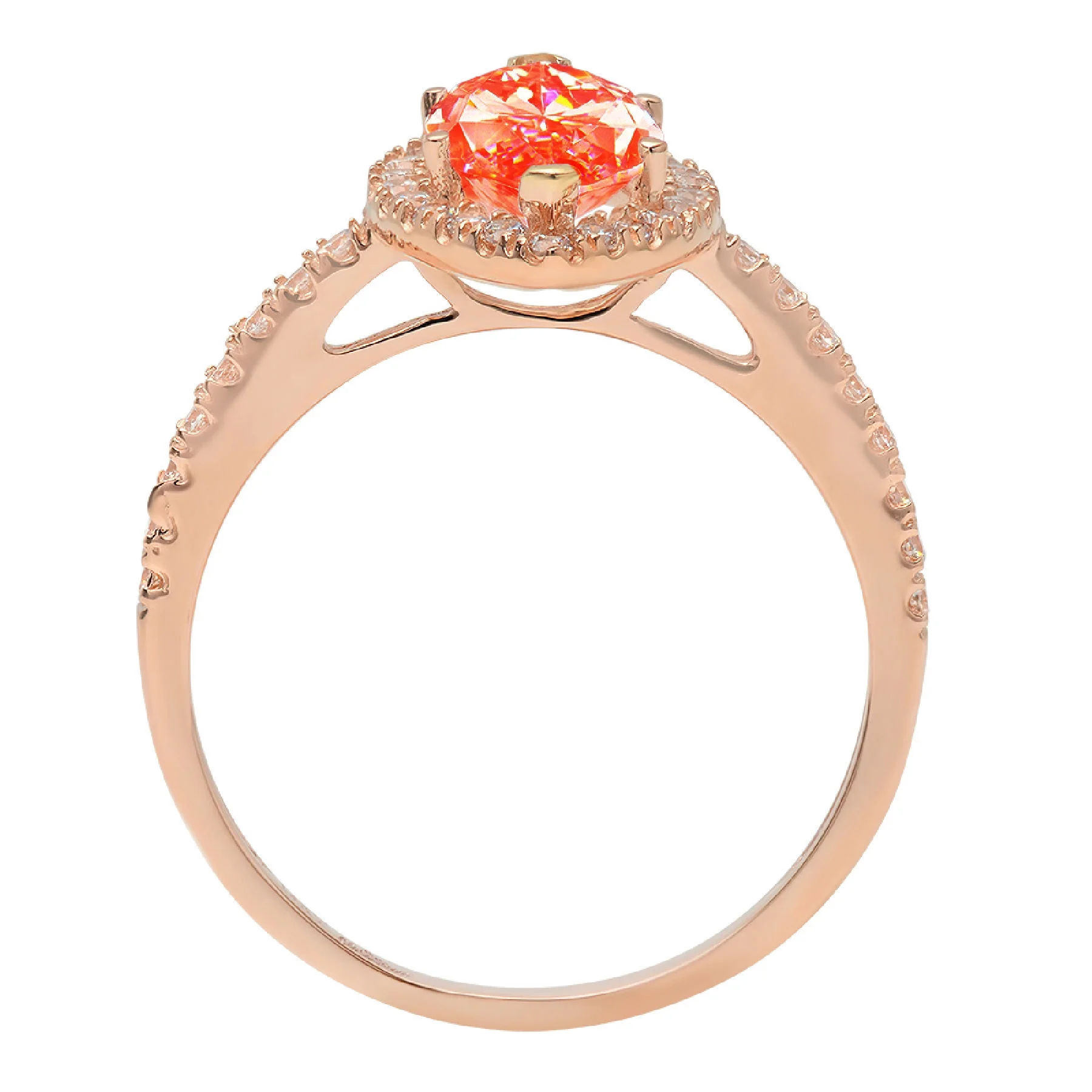 2.38ct Marquise Cut Red Simulated Diamond 18k Pink Rose Gold Engraving Statement Anniversary Engagement Wedding Halo Ring Size 10.25