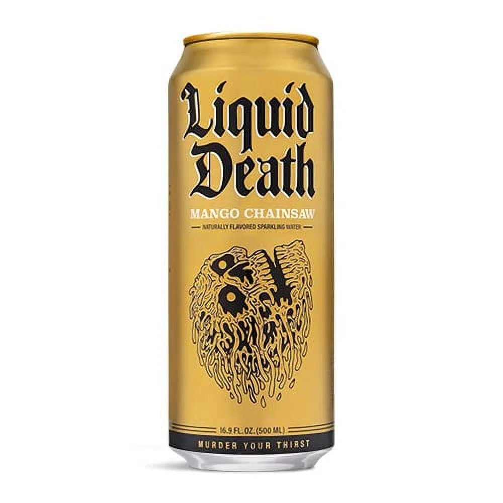 Liquid Death Sparkling Water Mango, 16.9 Fl Oz, Quantity of 24 Cans