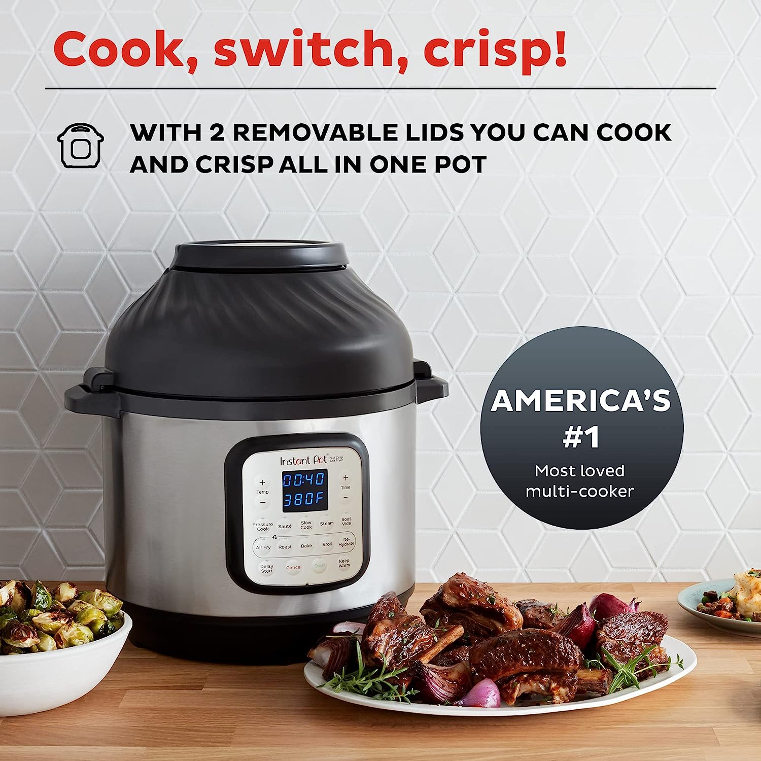 Pot Duo Crisp 11-in-1 Air Fryer and  Pressure Cooker Combo with Multicooker Lids that Air Fries  Steams  Slow Cooks  Sautés  Dehydrates and More  Free App With 1900 Recipes  8 Quart