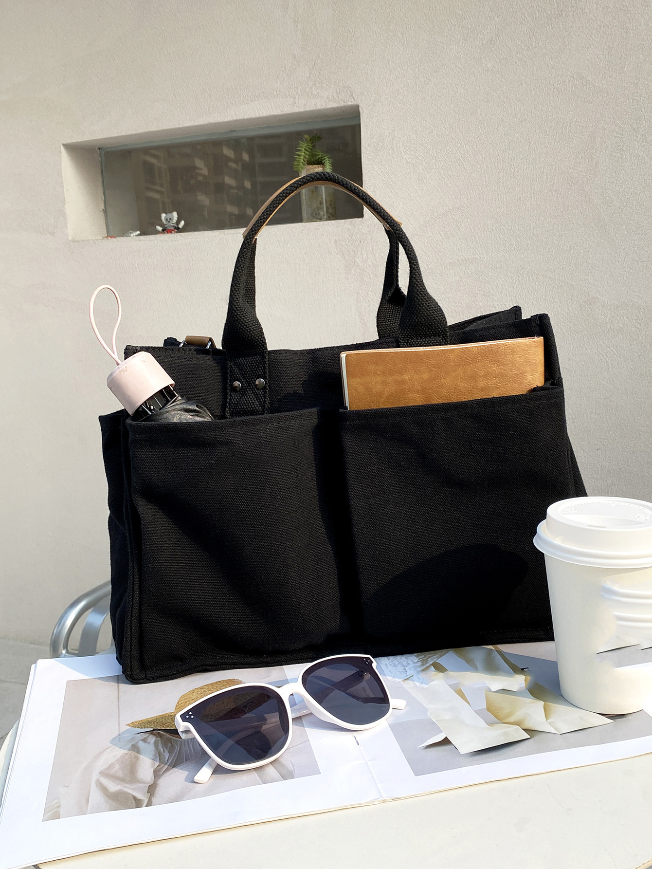 YNIQUE Tote Bag Simple Stylish Canvas Large Capacity Spacious and Ideal for Everyday Casual Use