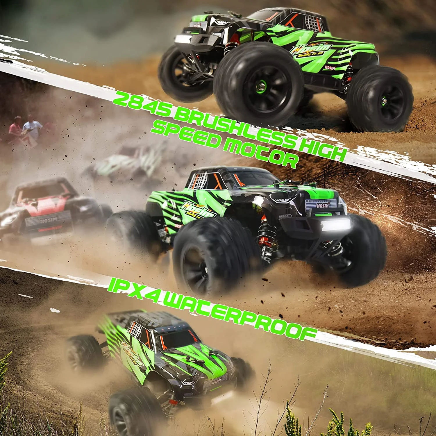 Hosim Brushless RC Car 1:16 4WD Radio Cars Off-Road Remote Control Crawler Truck