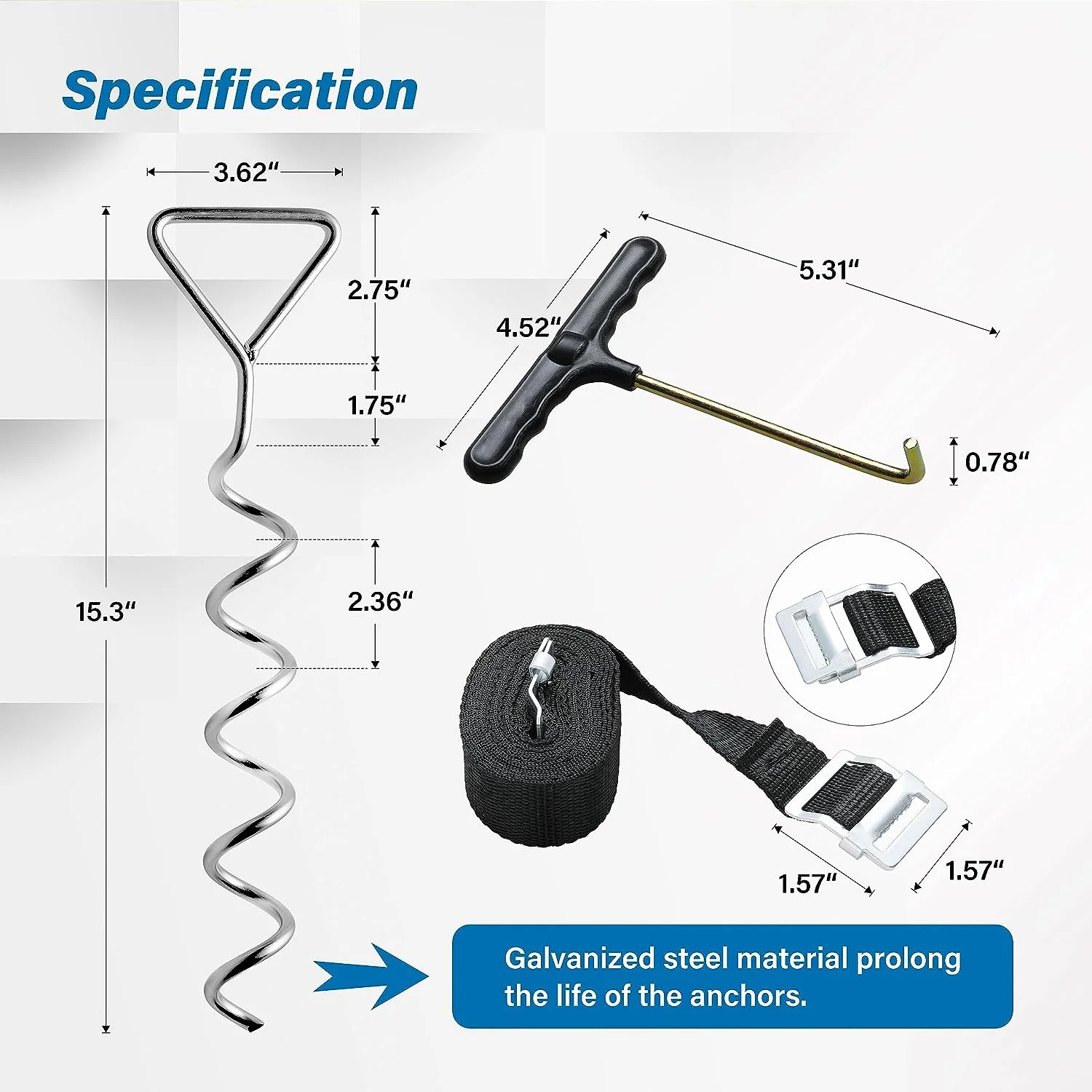 Simple Deluxe Trampoline Stakes Heavy Duty Trampoline Parts,Corkscrew Shape Steel Stakes Anchor Kit with T Hook for Trampolines