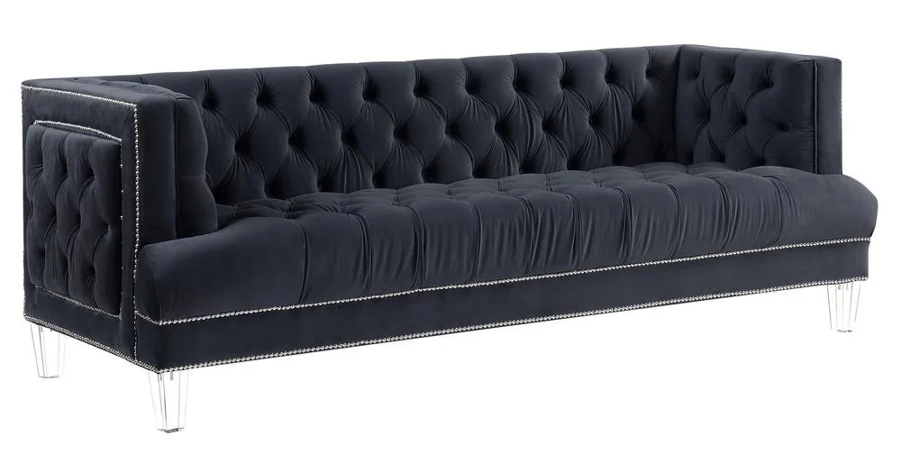 Modern Black Velvet Sofa + Loveseat by Acme Ansario 56460-2pcs