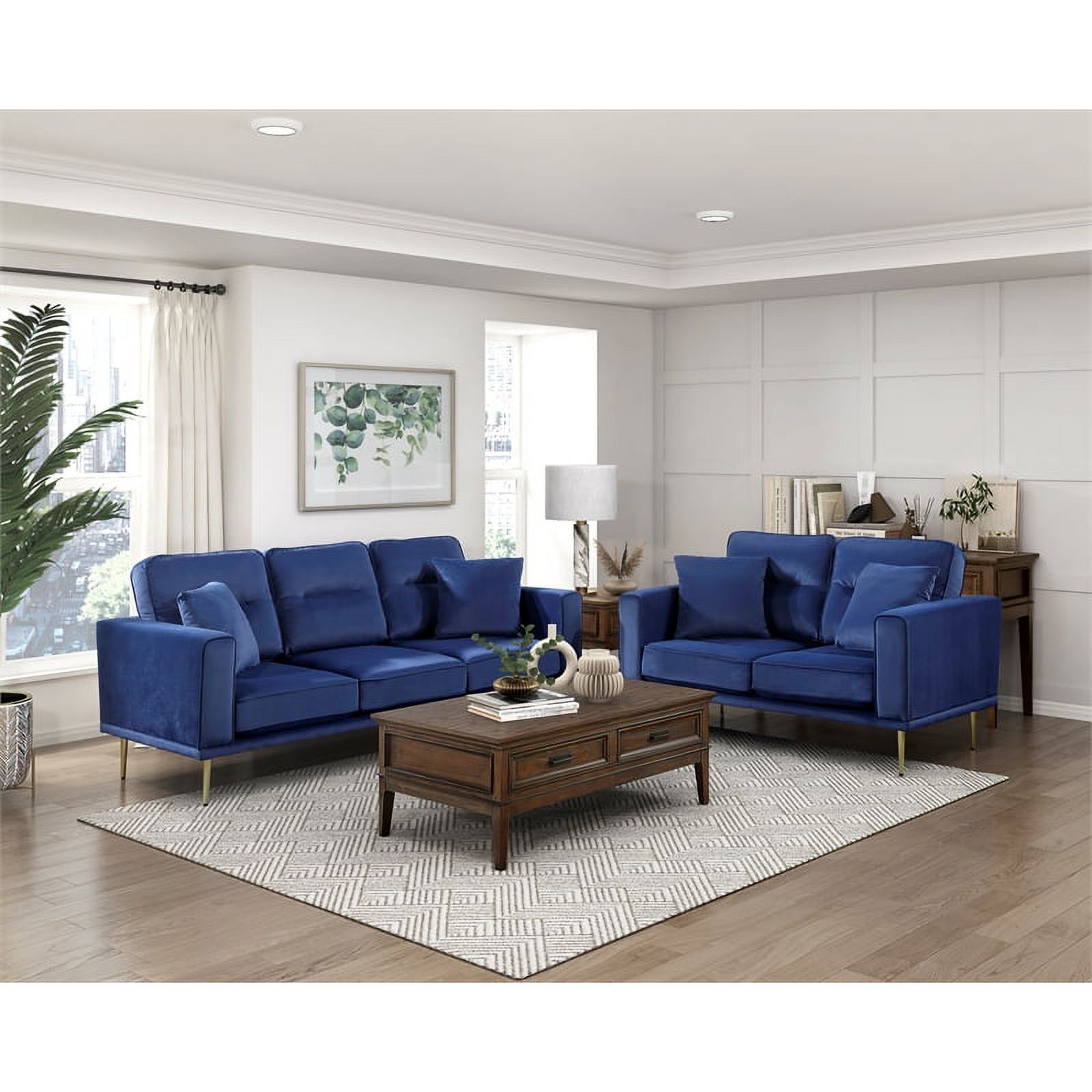 Lexicon Violetta Velvet Loveseat in Blue