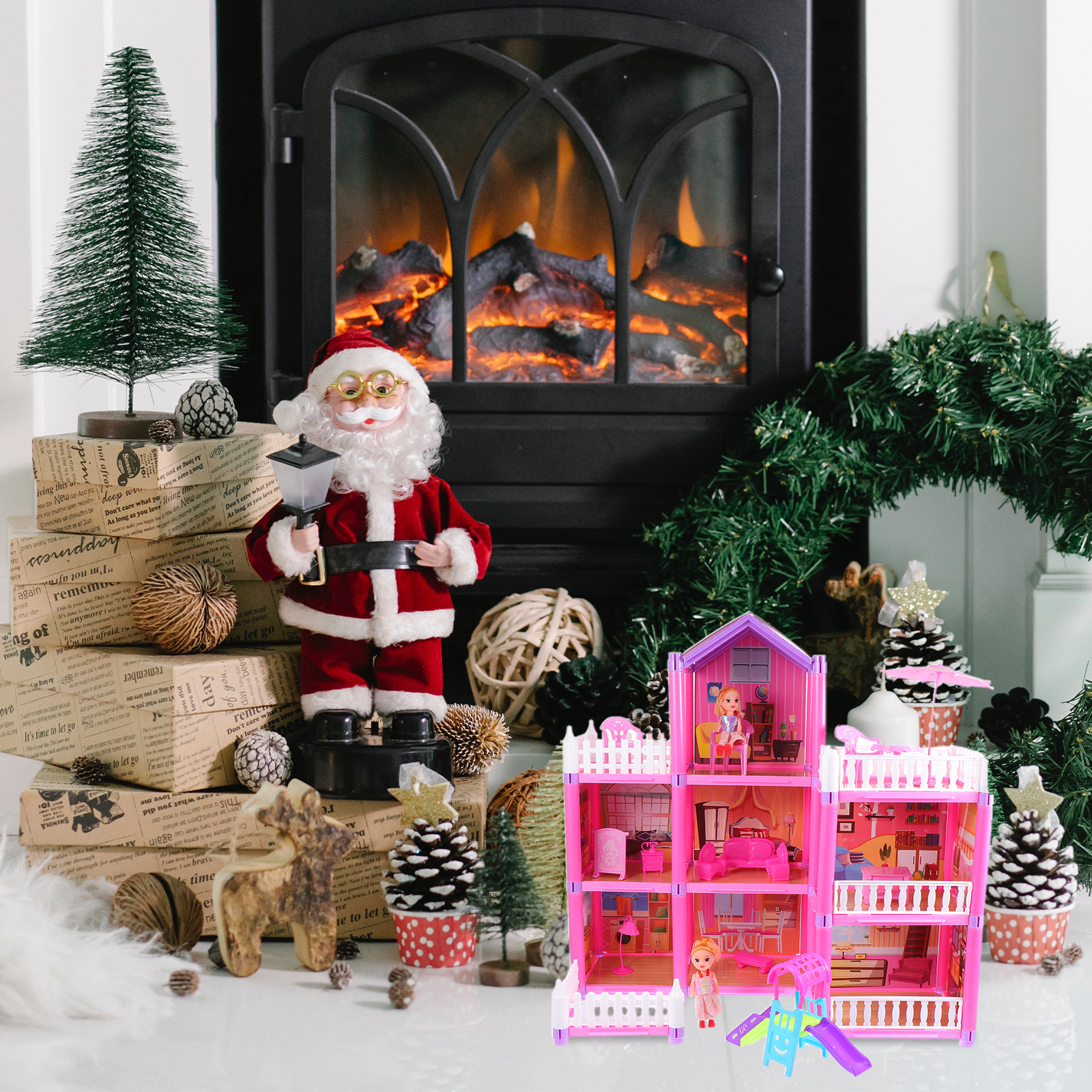 DIY Castle Children’s Toys Dollhouse Kit Girl Pink Plastic