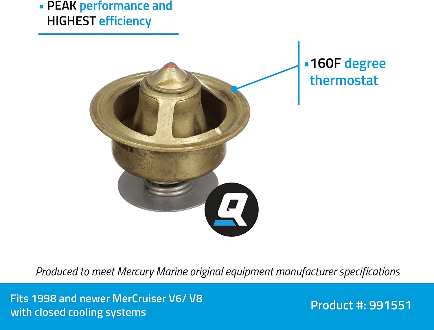 New Thermostats quicksilver 99155 1 Temp. 160 deg Application 1998 and newer GM V-6 & V-8 engines with closed cooling