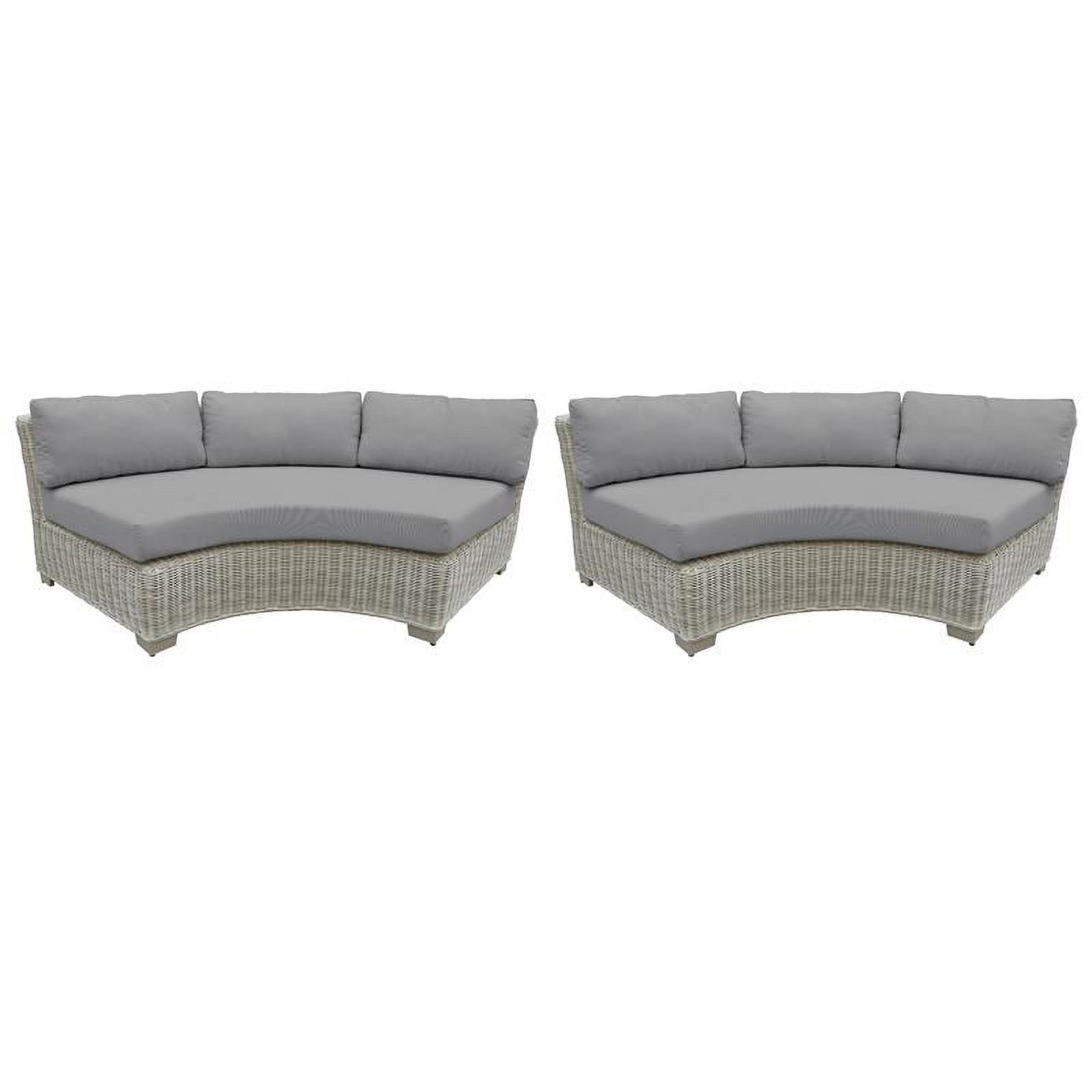 Afuera Living Curved Armless Outdoor Wicker Sofa 2 Per Box in Grey