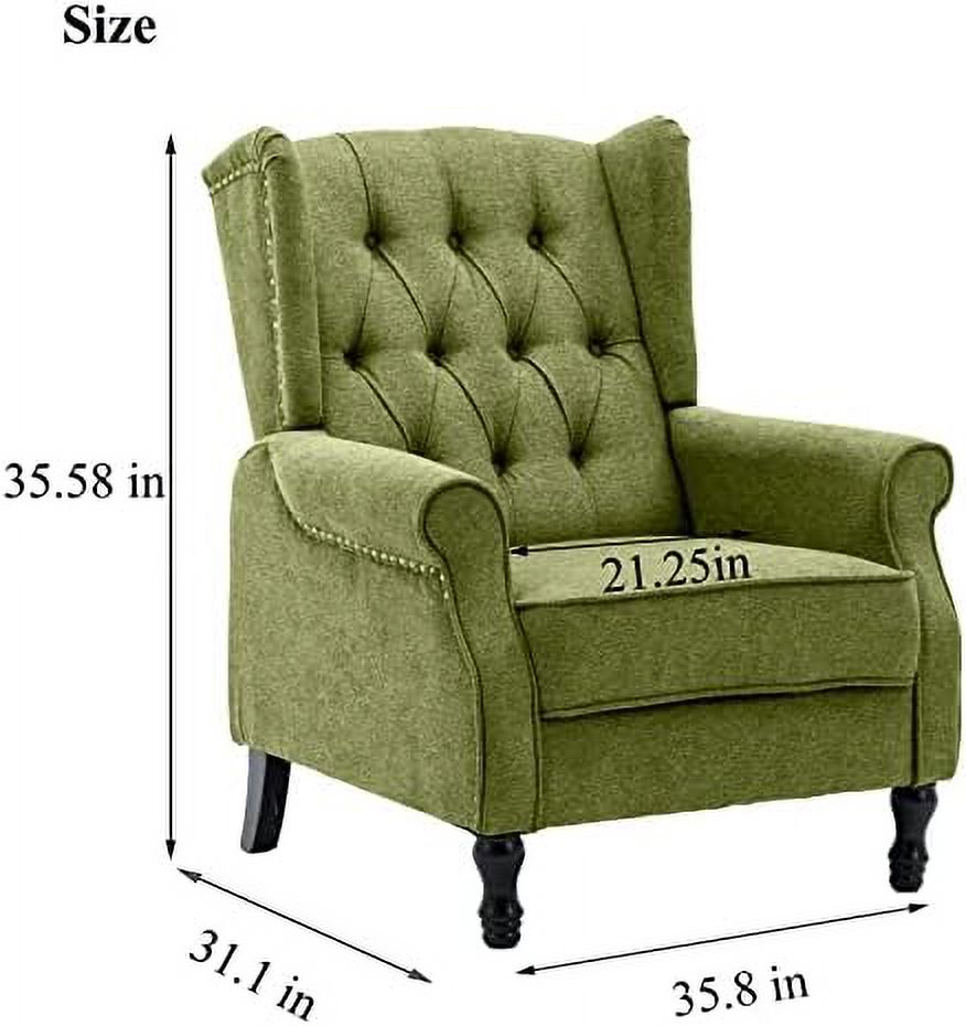 TJUNBOLIFE Winged Fabric Modern Accent Chair Tufted Arm Club Chair Linen Single Sofa with Wooden Legs Comfy Upholstered for Reading Living Room Bedroom Office  Pink