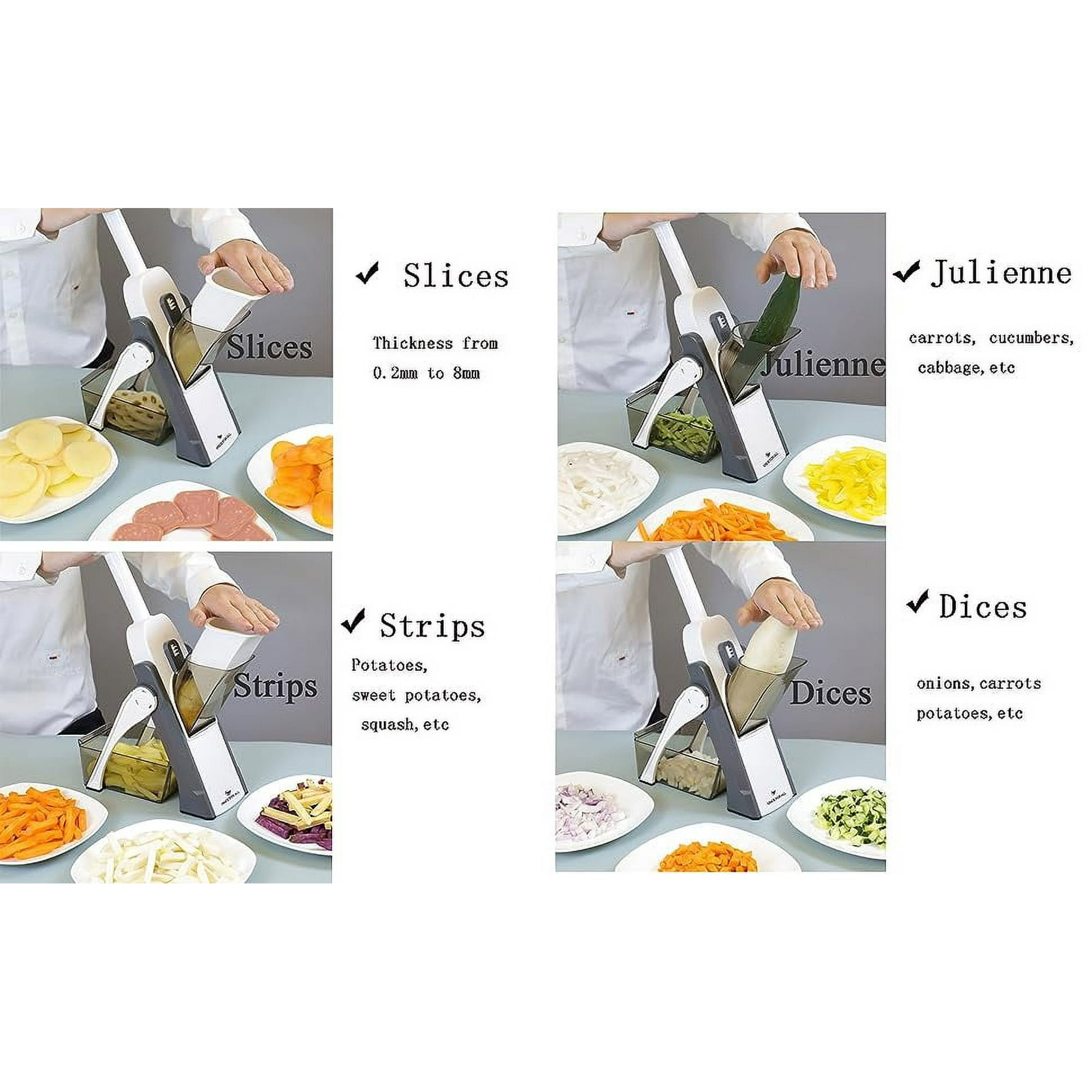 ONCE FOR ALL Vegetable Chopper - Spiralizer Vegetable Slicer - Food Chopper Black Egg Slicer Dicer Cutter - Stainless Steel Gray