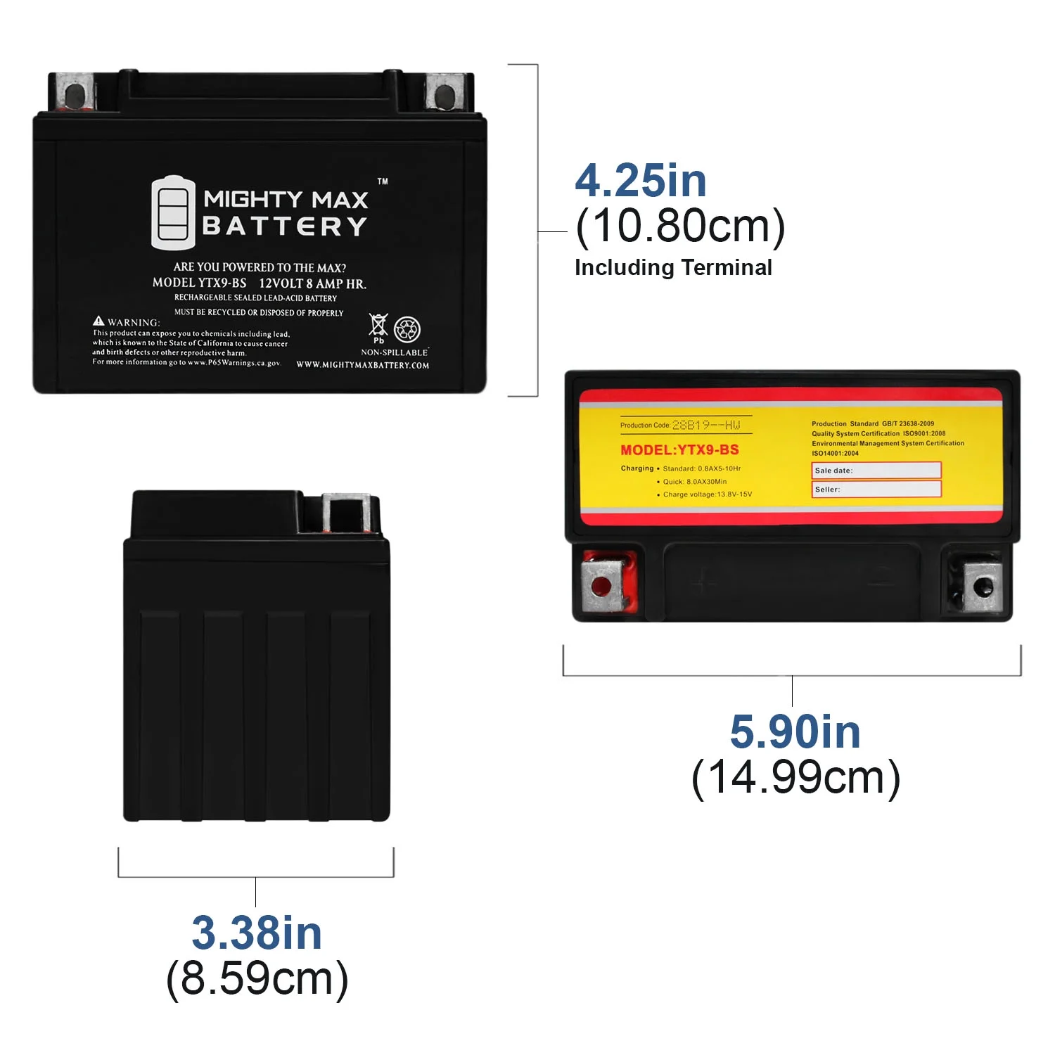 YTX9-BS SLA Battery Replacement for SYM Joyride 200 2010-2013