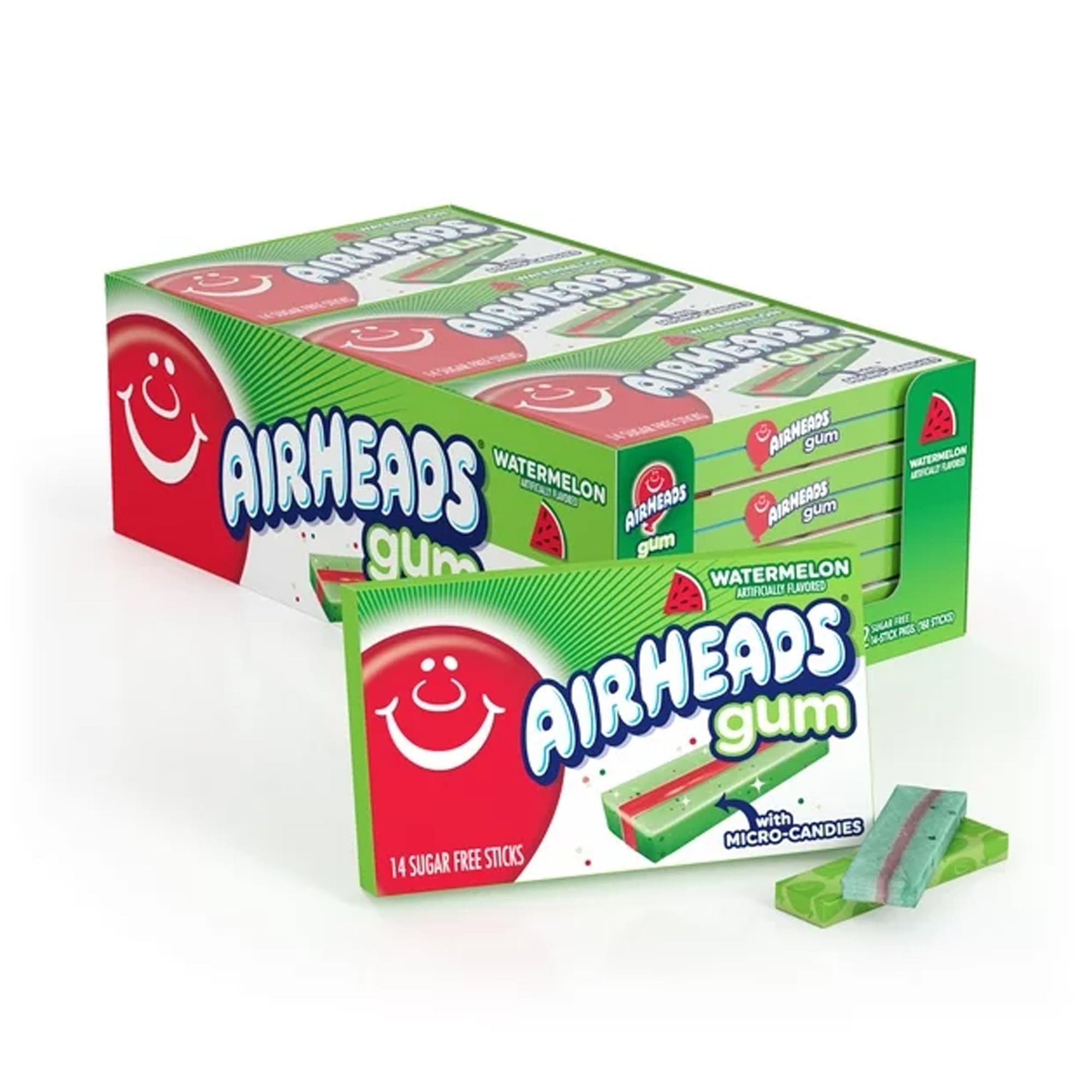 Airheads Watermelon Gum - 12 Count 14 Pcs Each