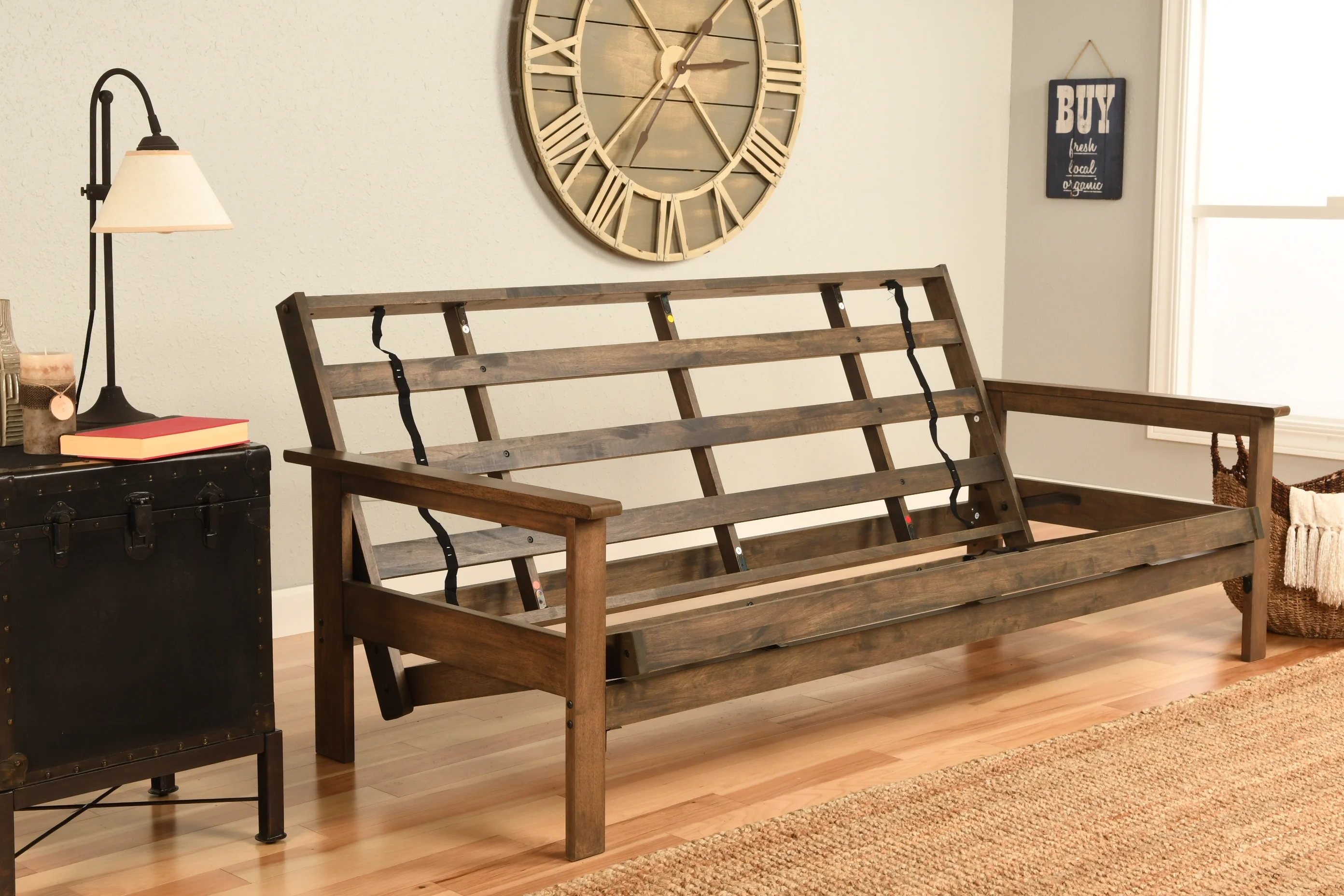 Albany Futon in Rustic Walnut Finish, Multiple Colors