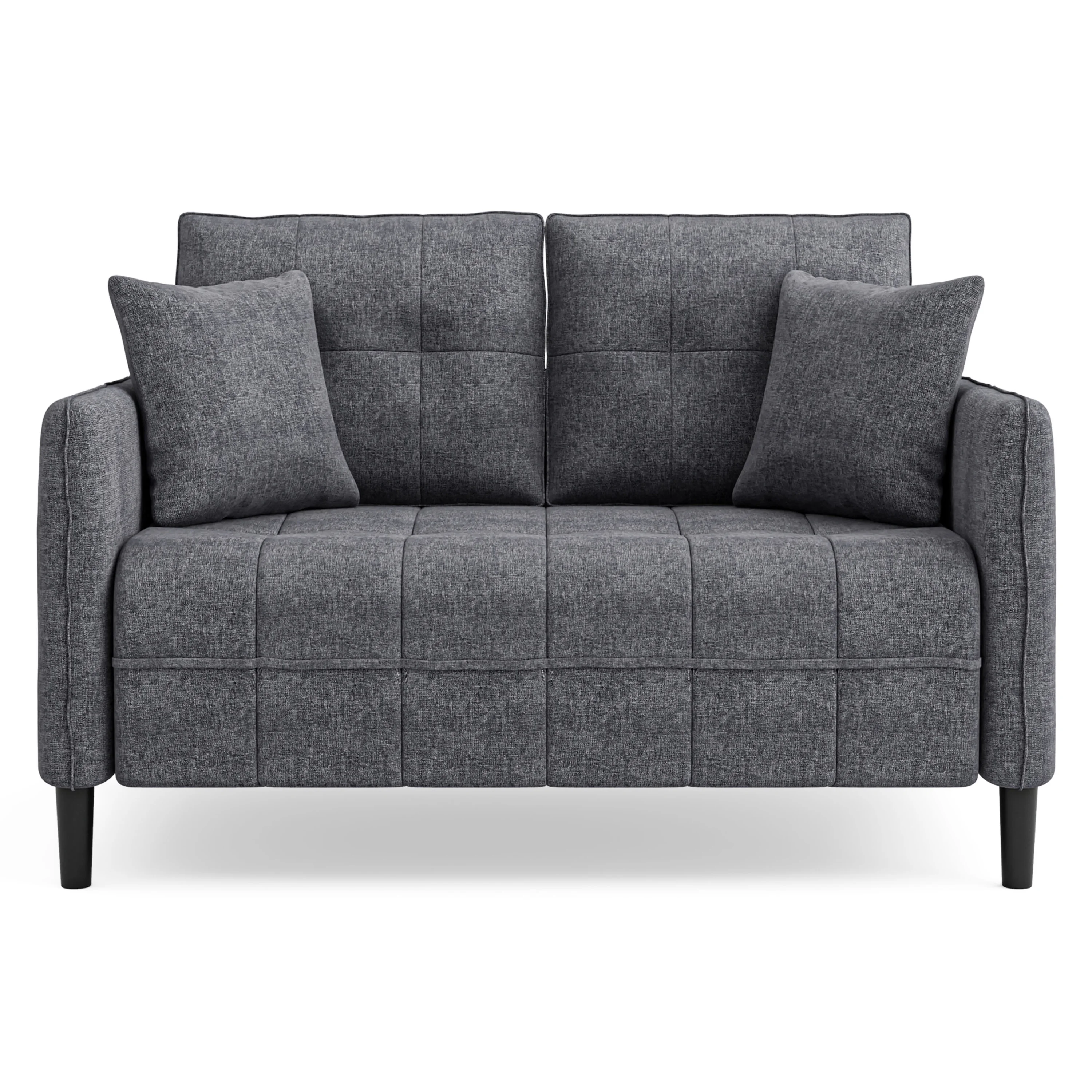 Furniture of America Mjuk Chenille Tufted Loveseat, Dark Gray