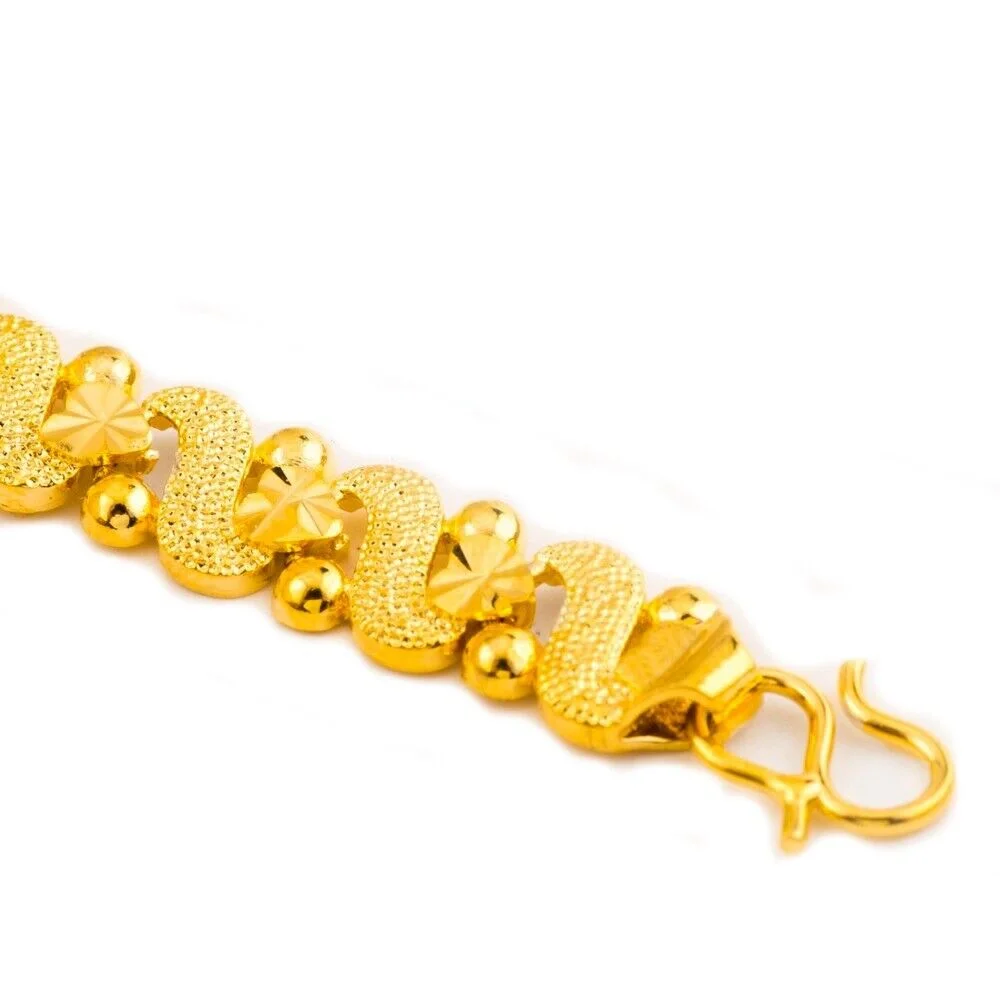 18k Gold Filled Over Silver Linked Heart Chain Bracelet Womens Small 7-1/4