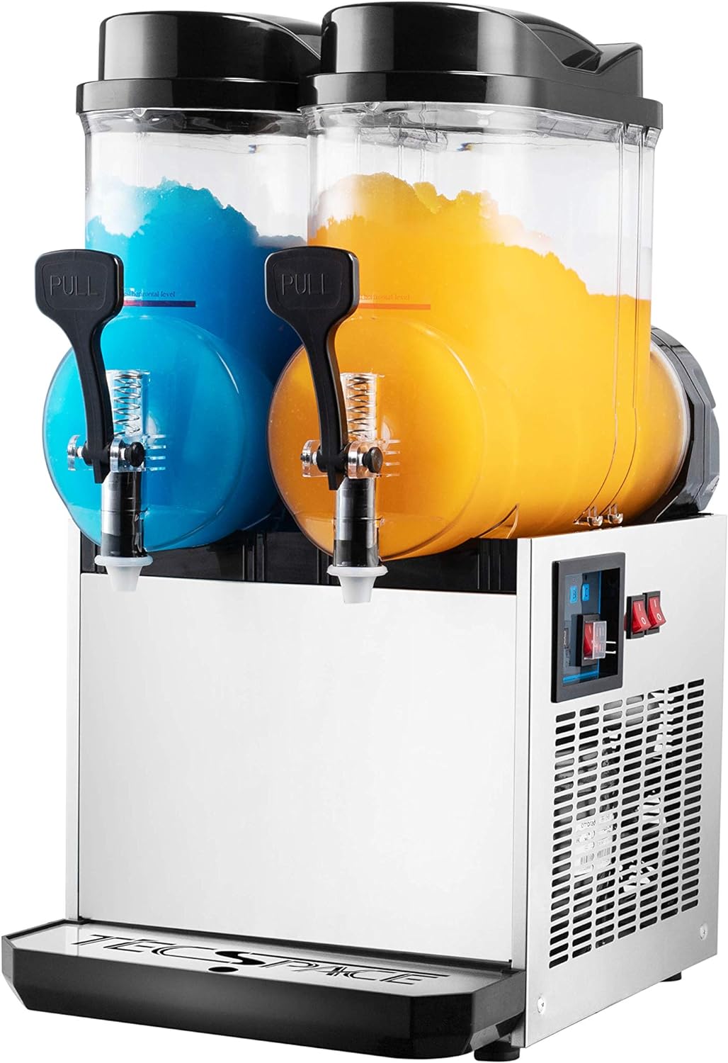 110V Commercial Slushy Machine,15/30/45L Stainless Steel Margarita Smoothie Frozen Drink Maker for Ice Juice Tea Coffee Making, Sliver