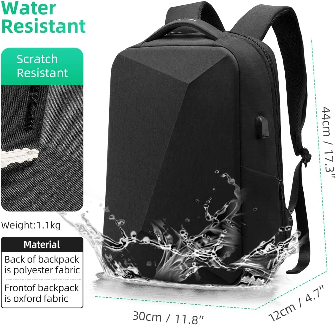 MARK RYDEN Anti Theft Backpack with TSA Approved Lock and Scratch Resistant Shell, Waterproof Travel Backpack, USB Laptop Backpack for Men and Women Fits 15.6 Inch Notebook