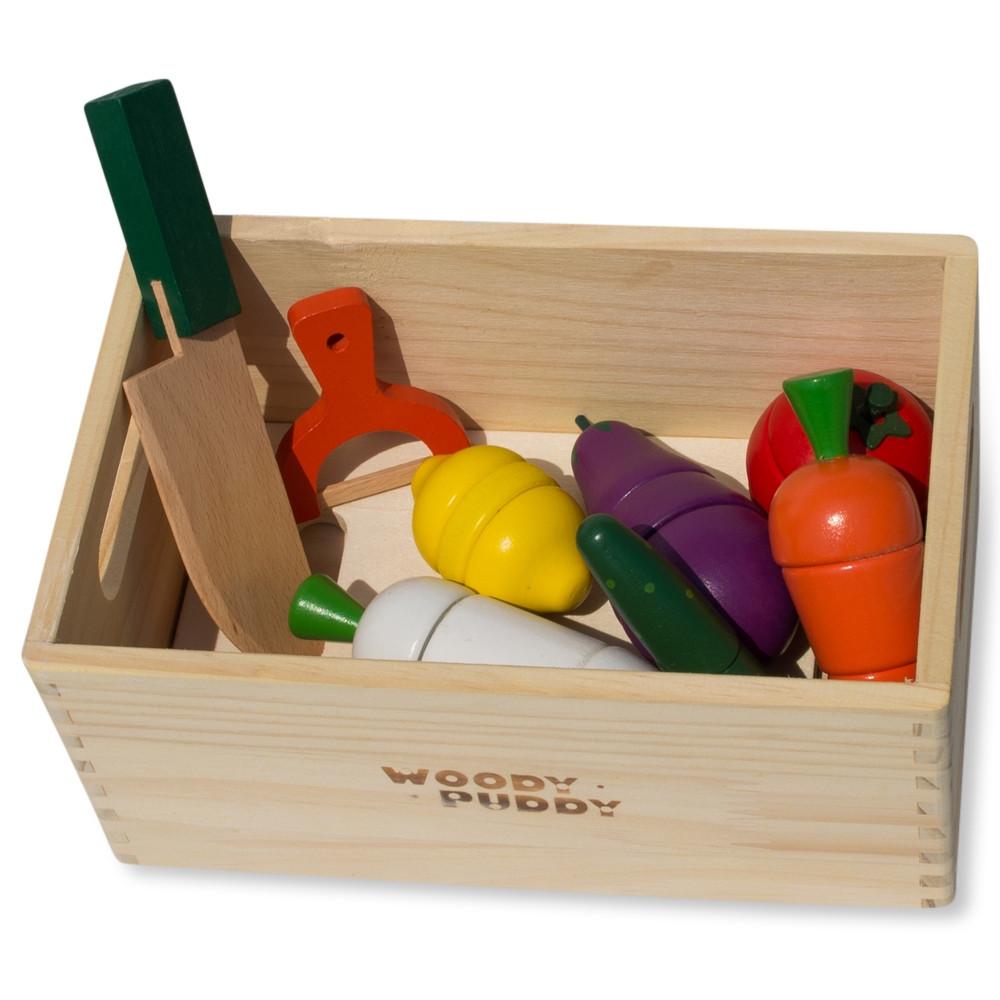 22 Pieces Magnetic Wooden Toy Kitchen Play Set with Vegetables & Knife