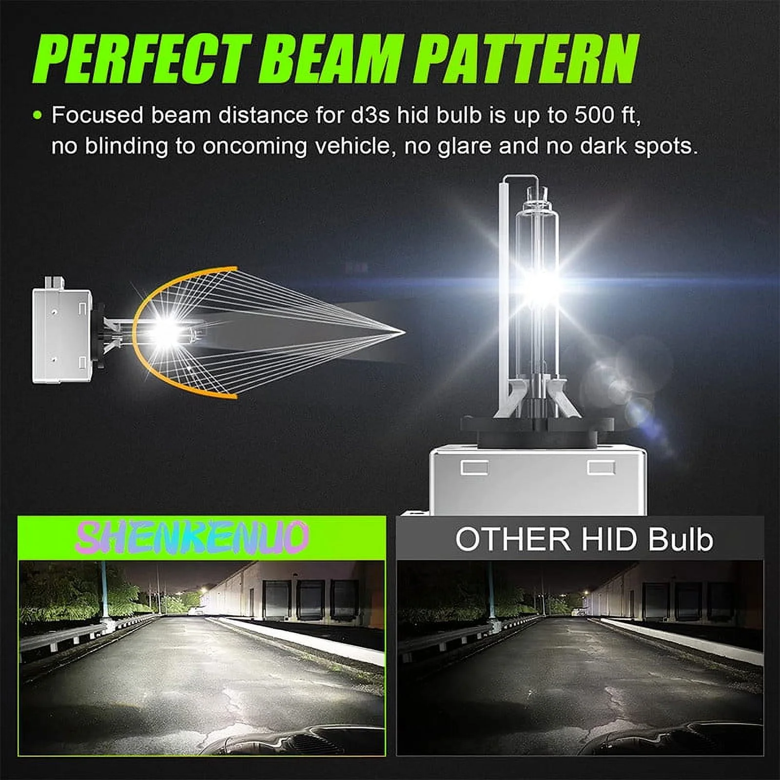 D3S HID Headlight Xenon Bulbs for DODGE CHALLENGER 2015-2020 High/Low Beam 6000K White,2pcs