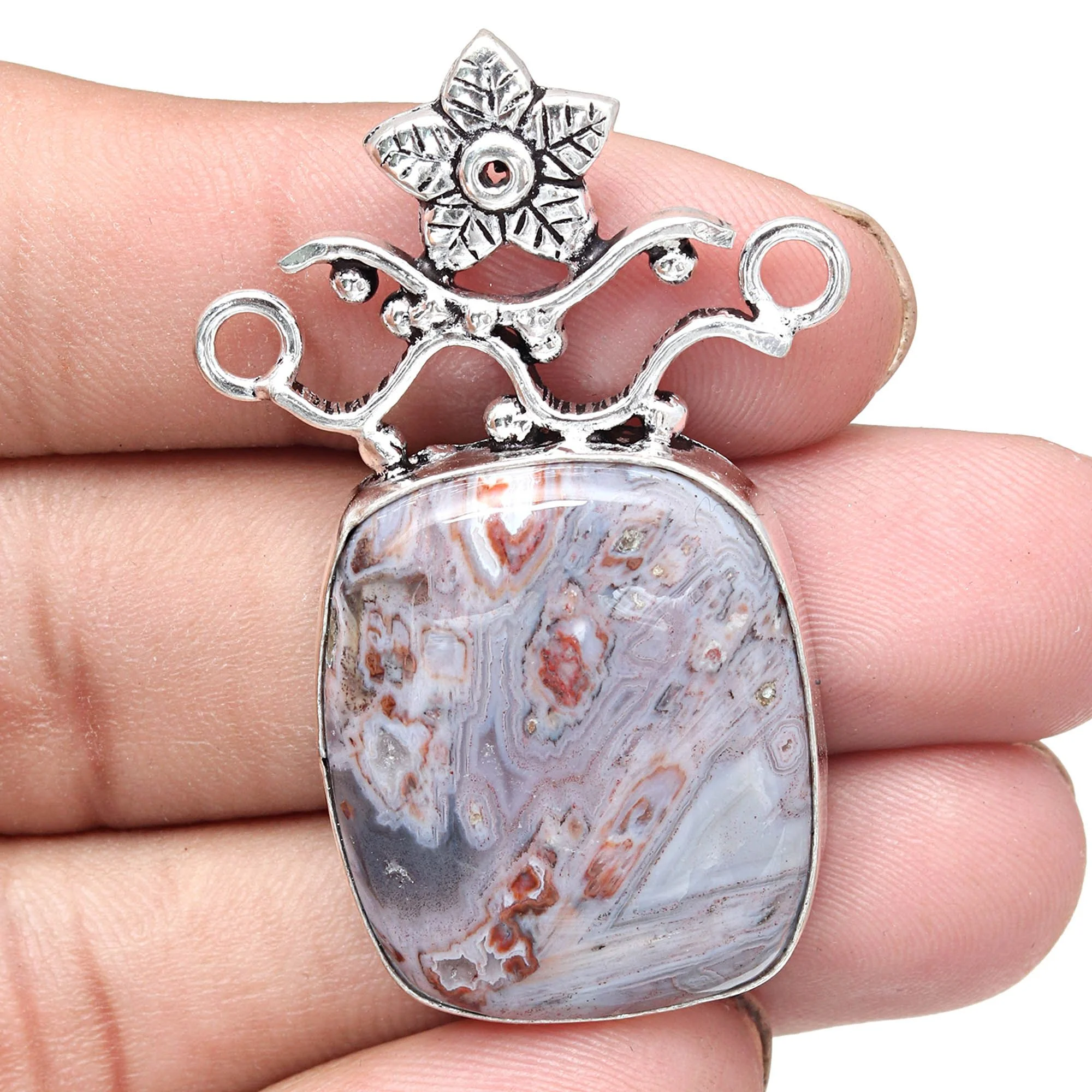 Ocean Jasper Gemstone Mother's Day Handmade 925 Silver Jewelry Necklace 20 in