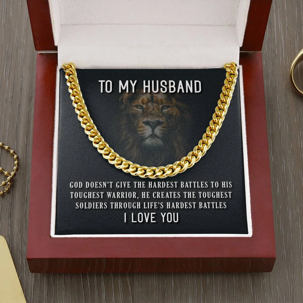 Husband Cuban Link Chain Necklace, Anniversary Xmas Christmas Gift Badass For Husband, Birthday Gift, Wife To Husband Soulmate