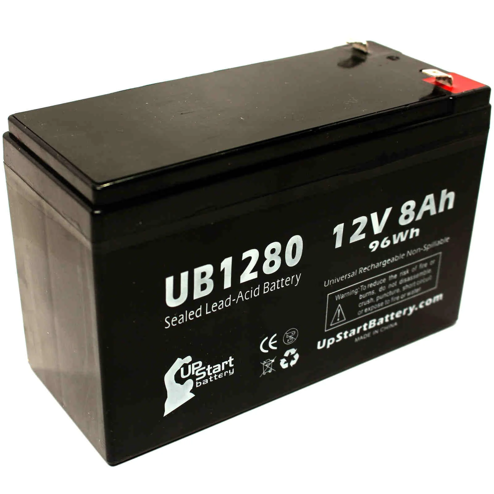 3x Pack - Compatible Teal S127 Battery - Replacement UB1280 Universal Sealed Lead Acid Battery (12V, 8Ah, 8000mAh, F1 Terminal, AGM, SLA) - Includes 6 F1 to F2 Terminal Adapters