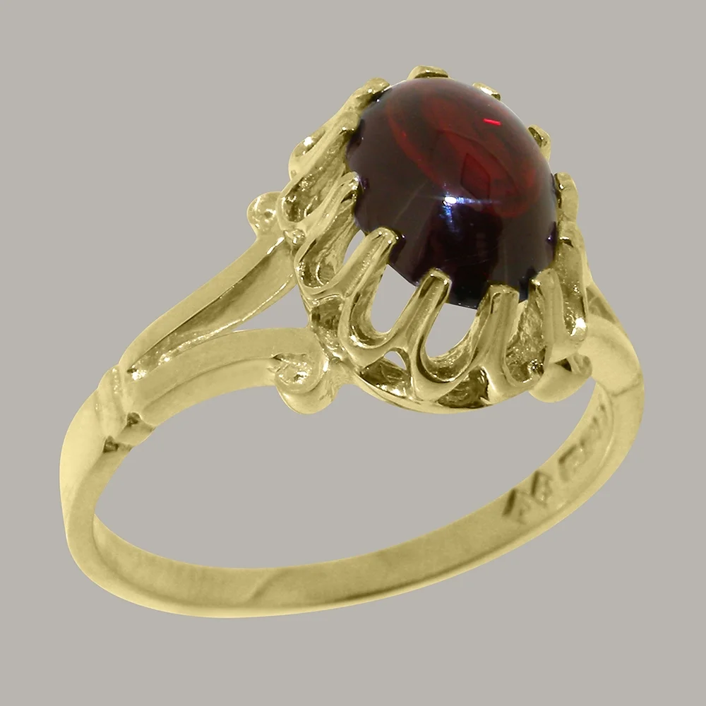 LBG British Made 18k Yellow Gold Natural Garnet Womens Engagement Ring - 33 size options - Size 10