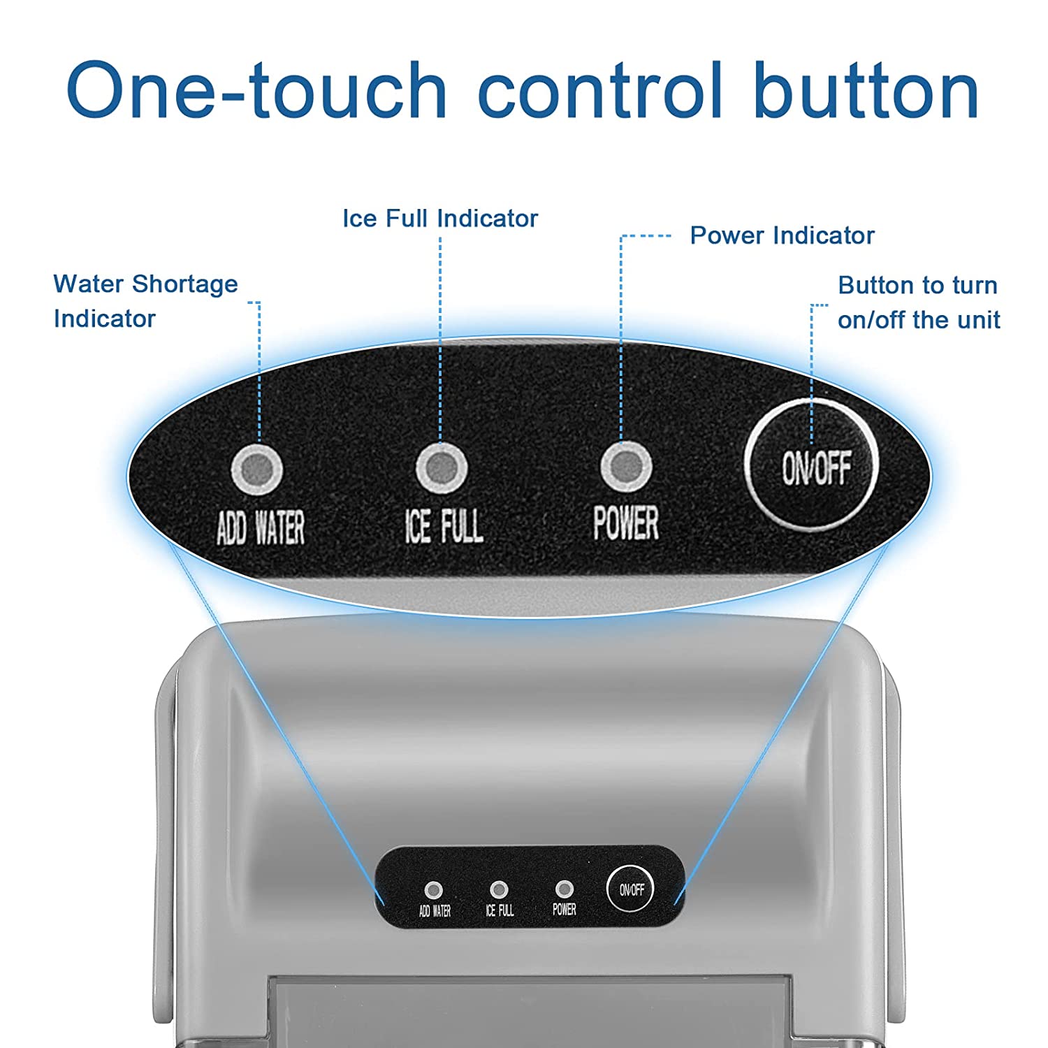 Countertop Ice Maker Portable Ice Machine with Handle, Self-Cleaning Ice Makers, 26Lbs/24H, 9 Ice Cubes Ready in 6 Mins for Home Kitchen Bar Party