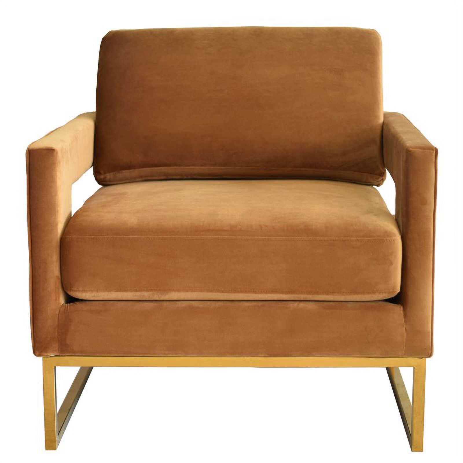 Modrest Edna Velvet & Stainless Steel Accent Chair in Camel Brown/Gold
