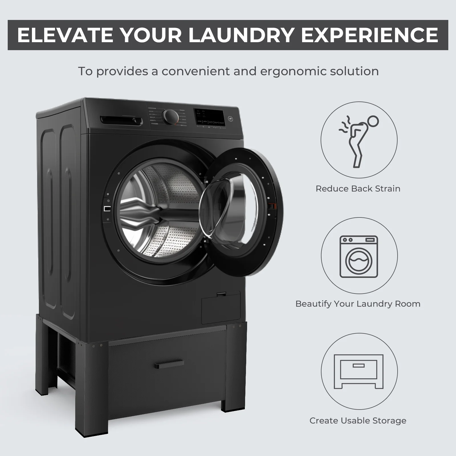 Washing Machine Pedetal with Drawer 350Lb Heavy Duty Inlife 29