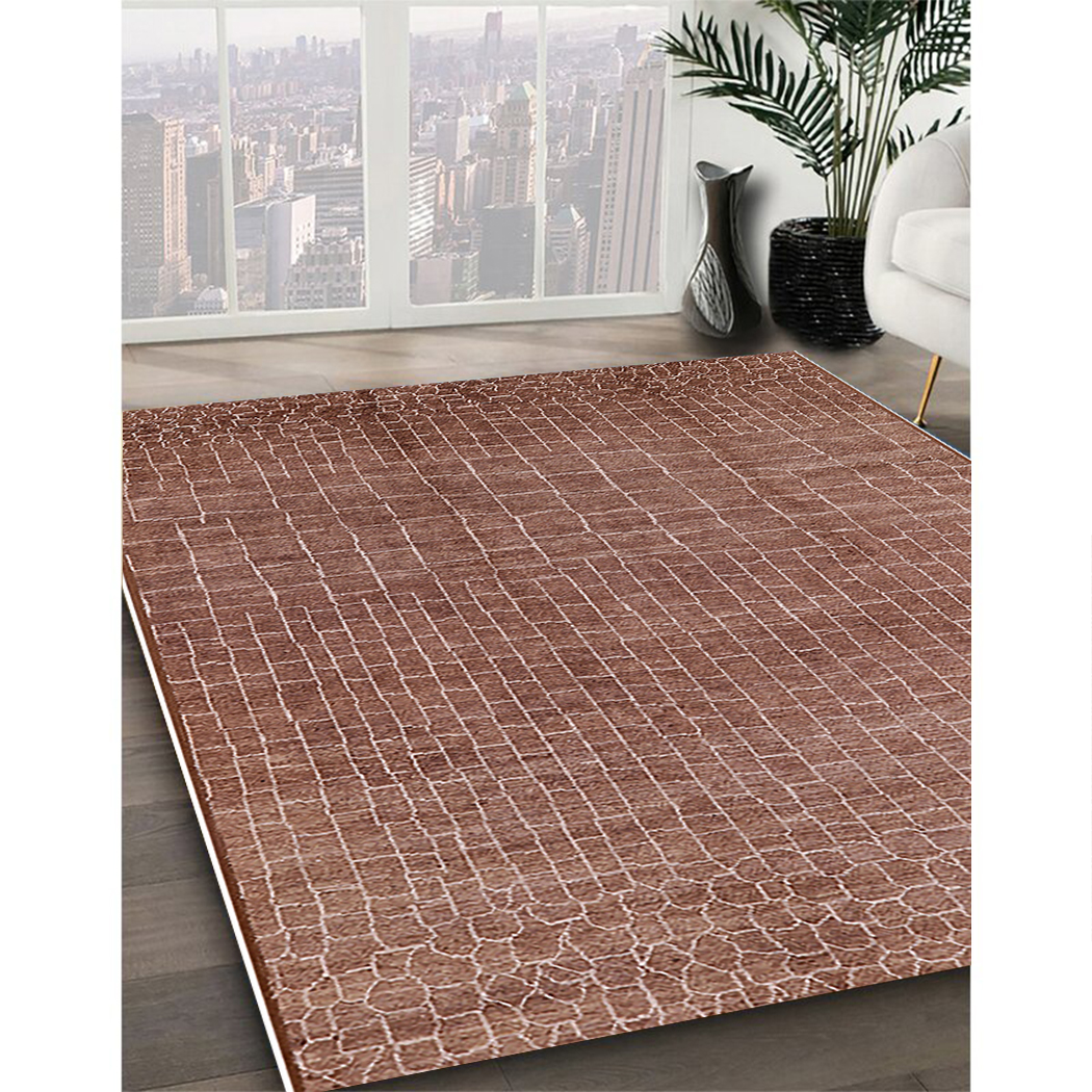 Ahgly Company Indoor Rectangle Mid-Century Modern Light Copper Gold Oriental Area Rugs, 2' x 5'