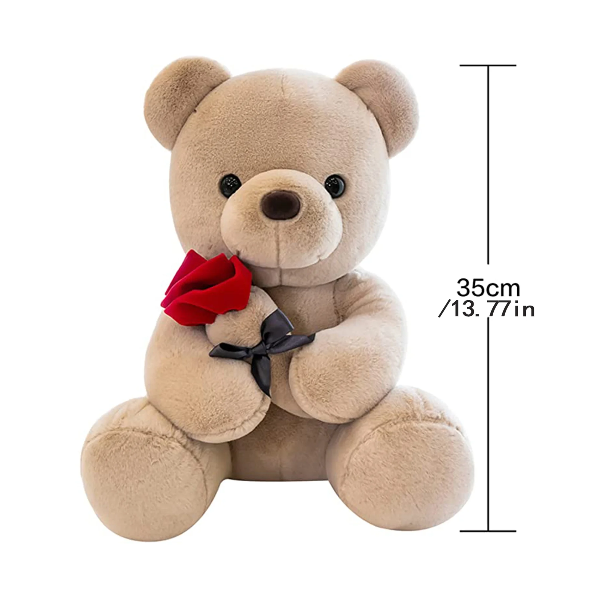 Plush Stuffed Animal Teddy Bear,Cute and Cuddly Teddy Bear with Rose,Sweet Bear Great Gift for Your Loved One