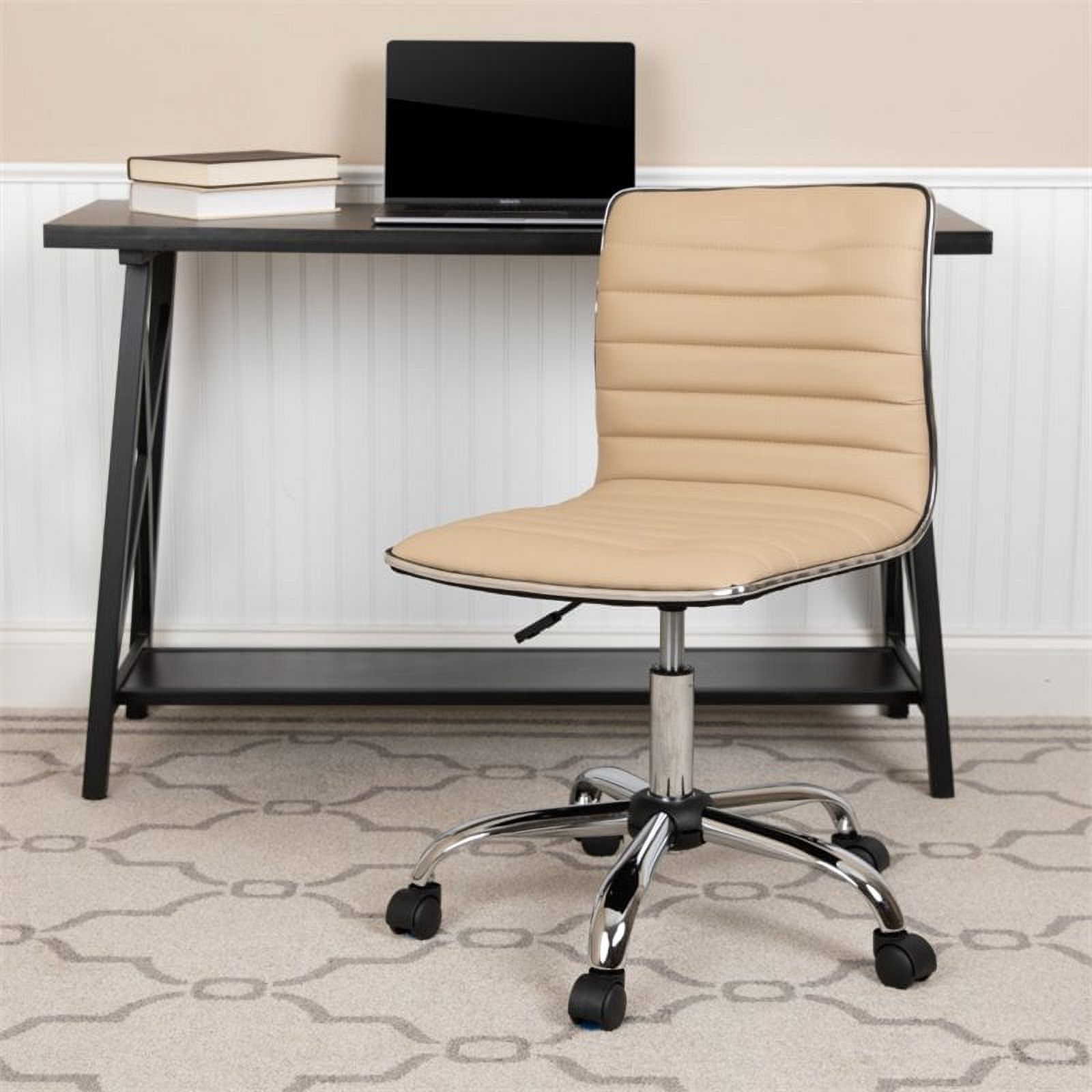 Scranton & Co Contemporary Vinyl Low Back Swivel Office Chair in Tan