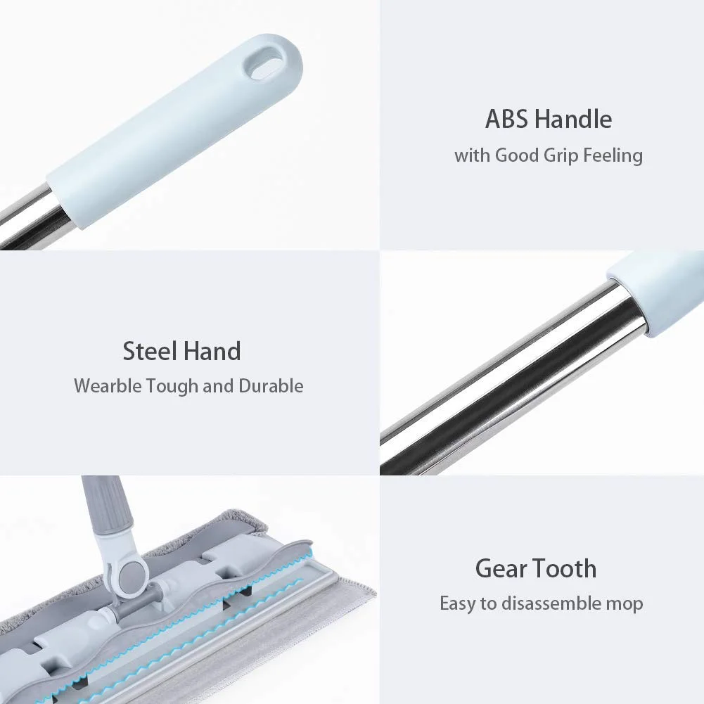 TINA&TONY Microfiber Hardwood Floor Mop with 4 Washable Pads, 360 Rotation Dust Flat Mop with Ultra Long Stainless Steel Handle for Home/Office Floor Cleaning