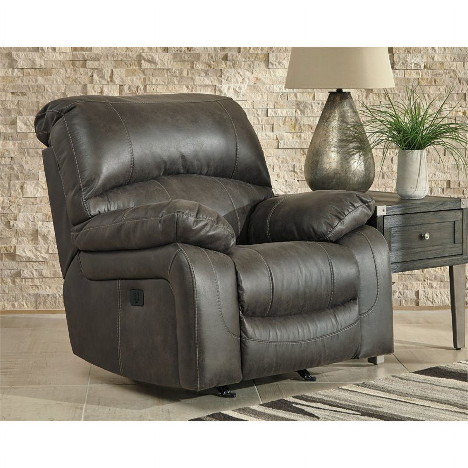 Bowery Hill Contemporary Power Rocker Recliner in Steel Finish