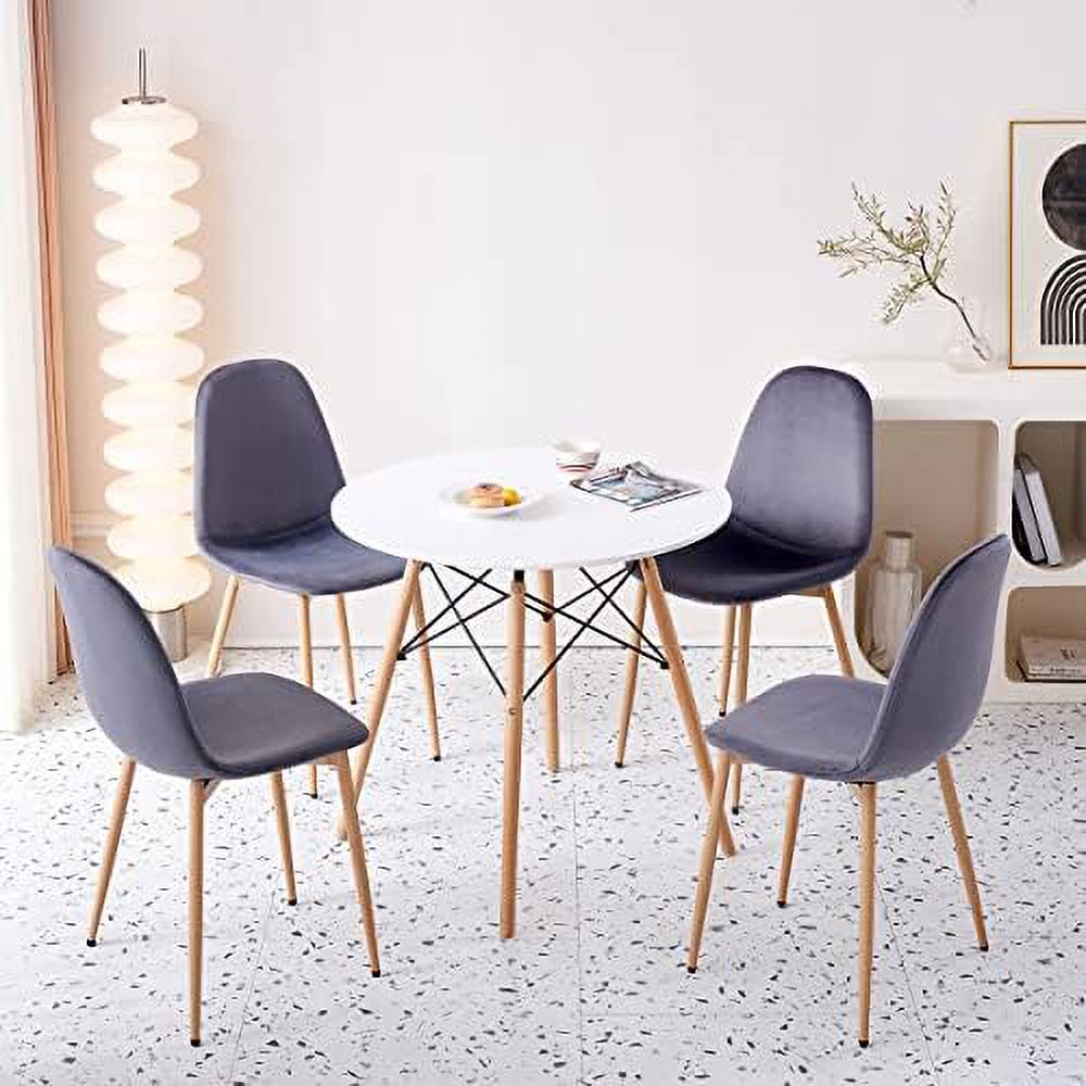 NLIBOOMLife Dining Chairs Set of 4 with Velvet Cushion Seat  Mid Century Dining Room Kitchen Side Chair  Metal Legs  Grey
