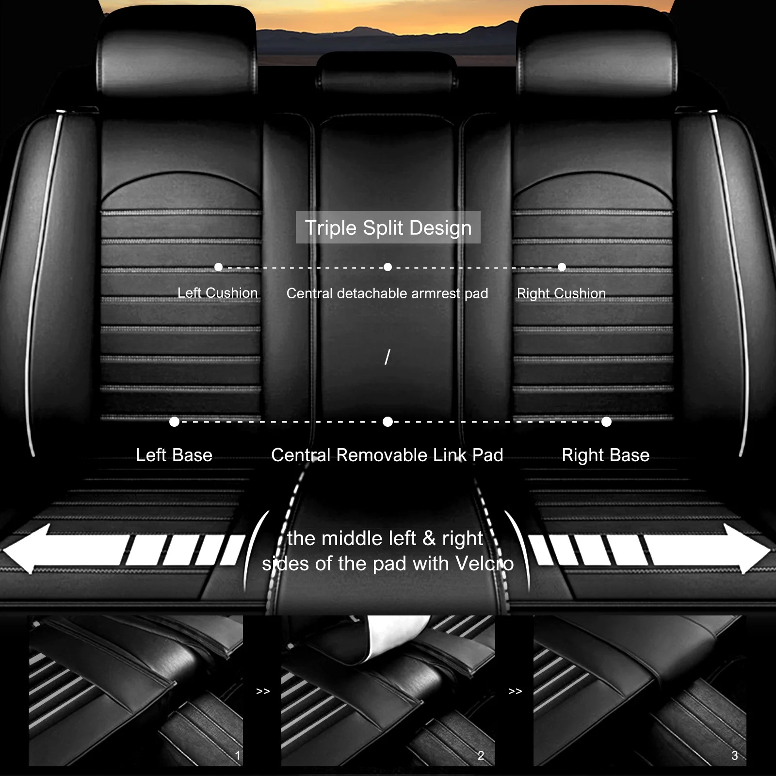 AOMSAZTO Fit Kia Soul 2010-2021 Black & White Car seat Cover 5-seat Faux Leather Full Set Compatible Airbag