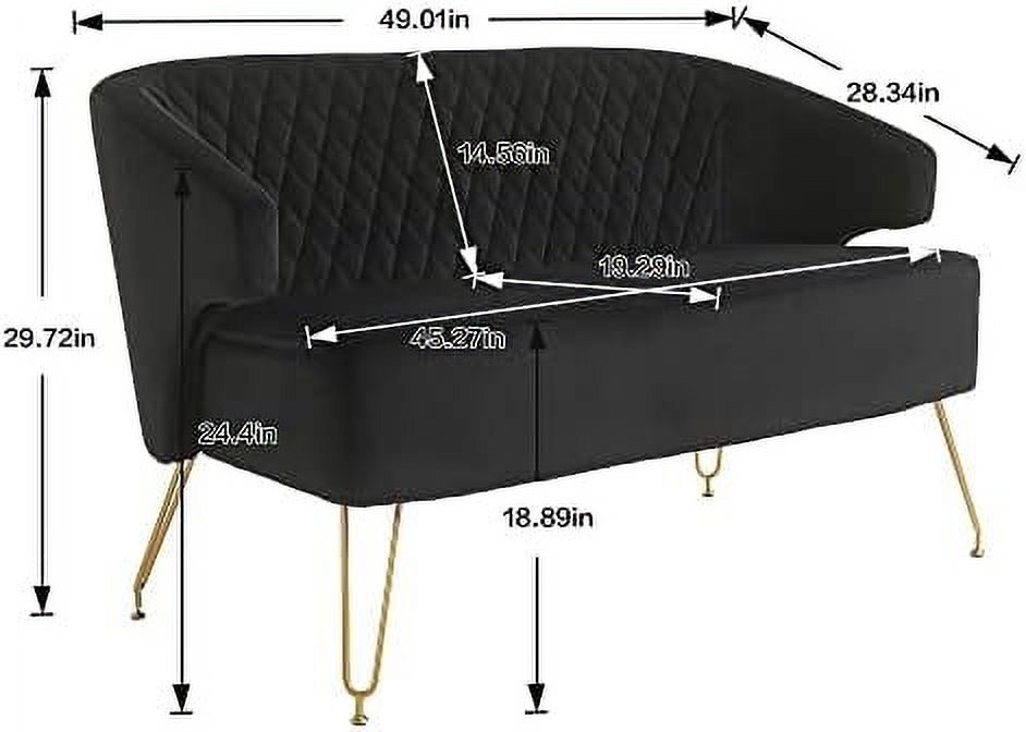 xrboomlife Cashmere Loveseat Chair Modern Loveseat Sofa with Gold-Finished Metal Legs Comfortable Sofa Couch Accent Sofa with 2 Small Pillows for Living Room Bedroom Load 500 Pounds (Ligh