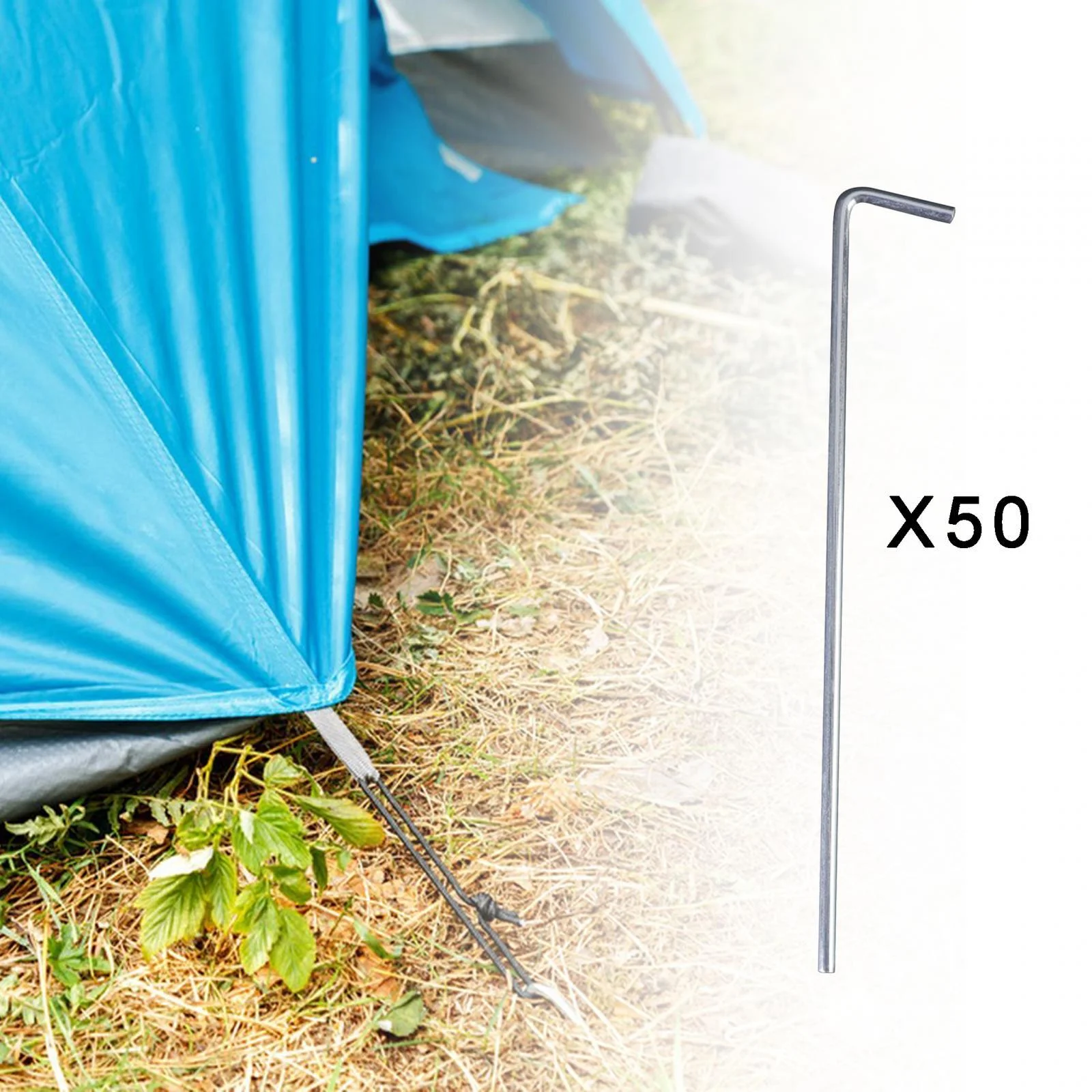 50x Tent Pegs Heavy Duty Tent Stakes Multifunctional Tarp Hooks Tent Stakes Aluminum Alloy for Hiking Netting Tarpaulin Football Nets Sheds 0.38cmx17.7cm